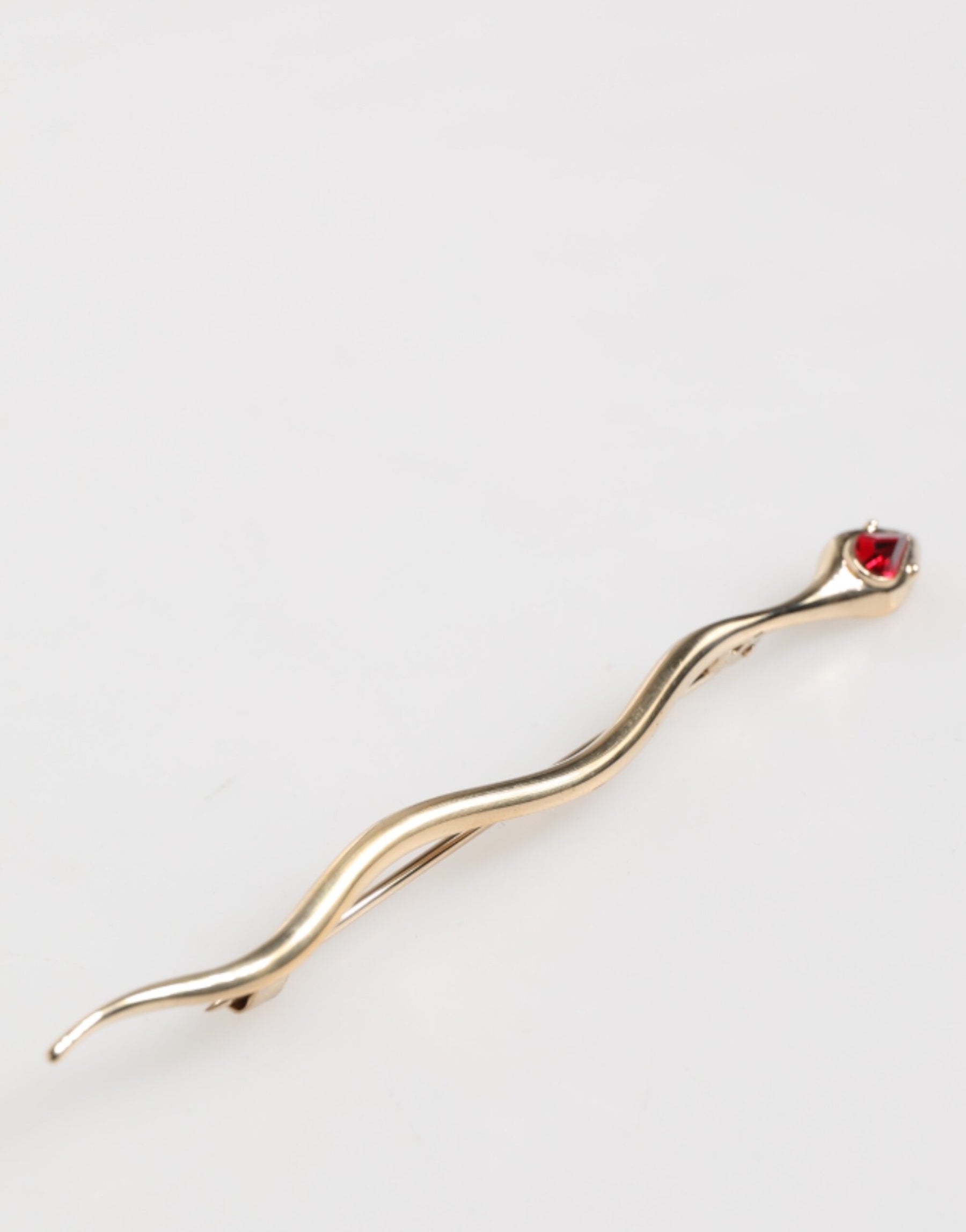 Dolce & Gabbana Gold Brass Red Crystal Spilla Serpente Mens Brooch Pin | Regal Royce