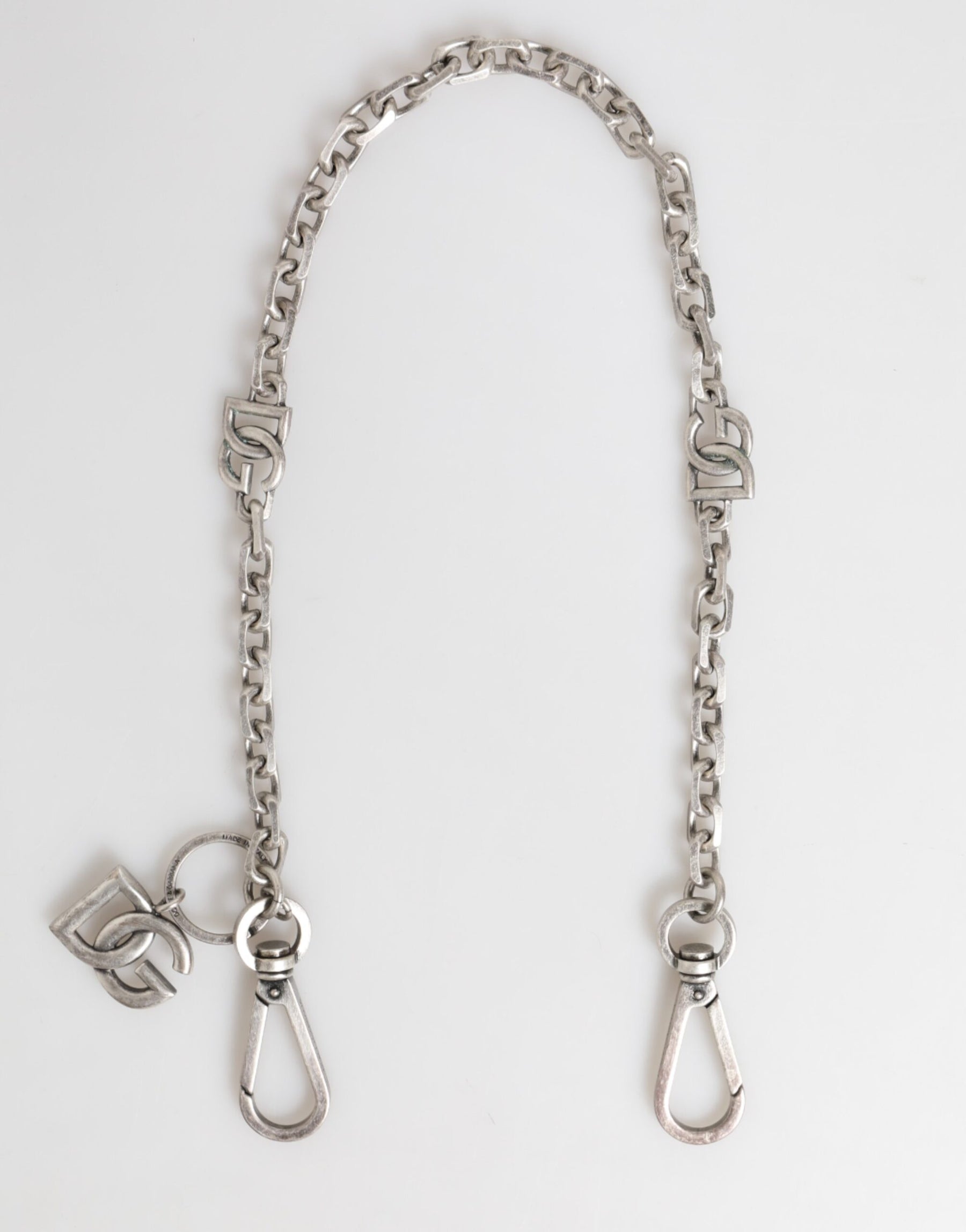 Dolce & Gabbana Silver Tone Brass DG Logo Detailing Chain Men Necklace | Regal Royce
