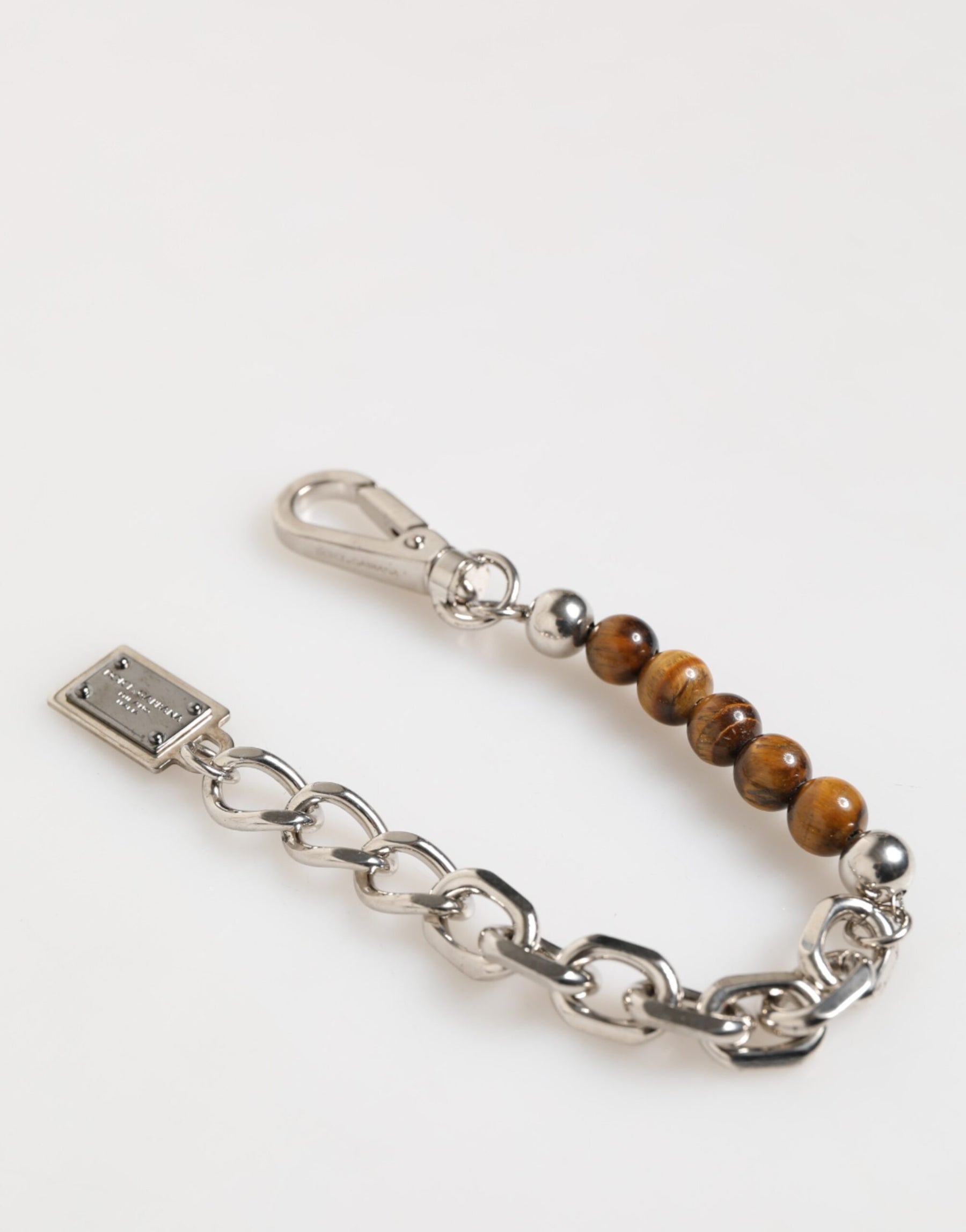 Dolce & Gabbana Silver Chain Brass Beaded Lobster Clasp Logo Men Bracelet | Regal Royce