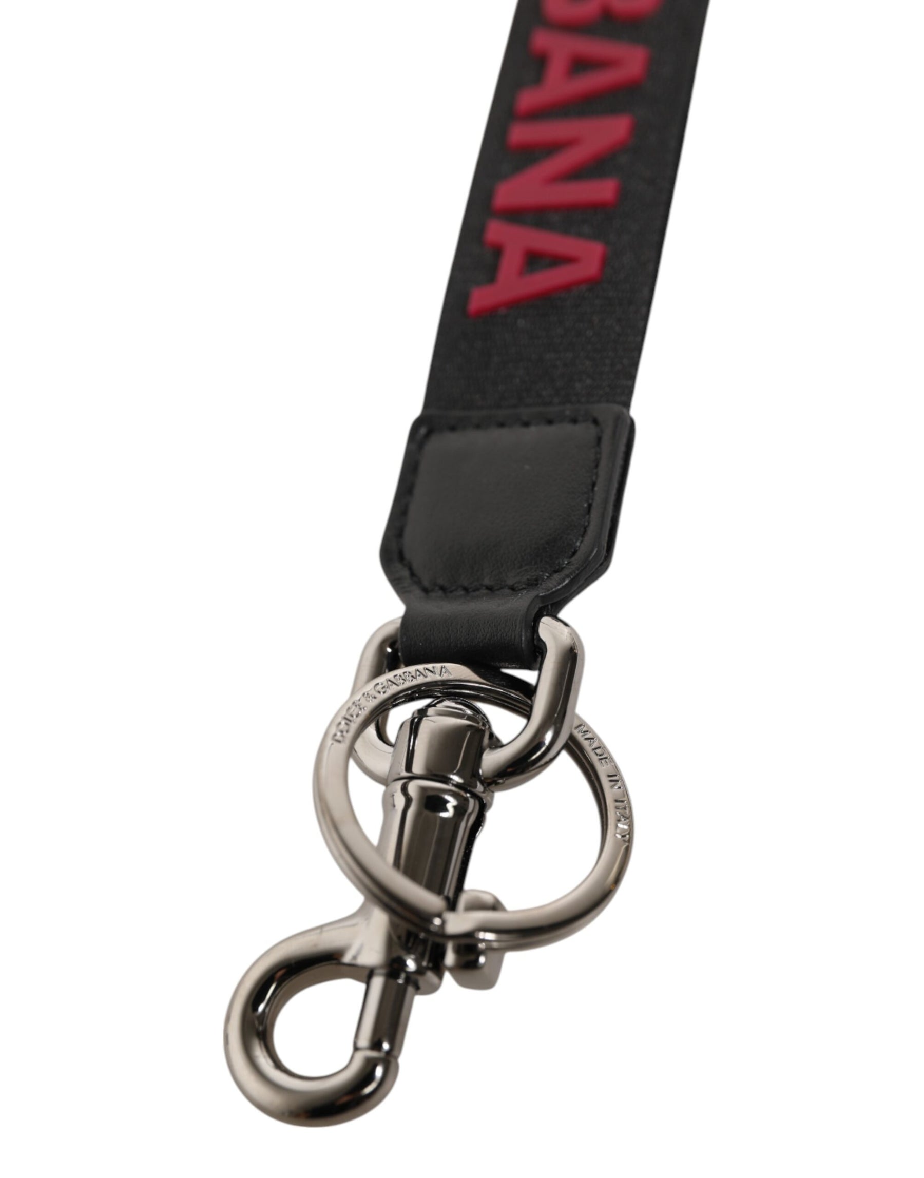 Dolce & Gabbana Black Red DG Logo Polyester Silver Men Keychain Keyring | Regal Royce