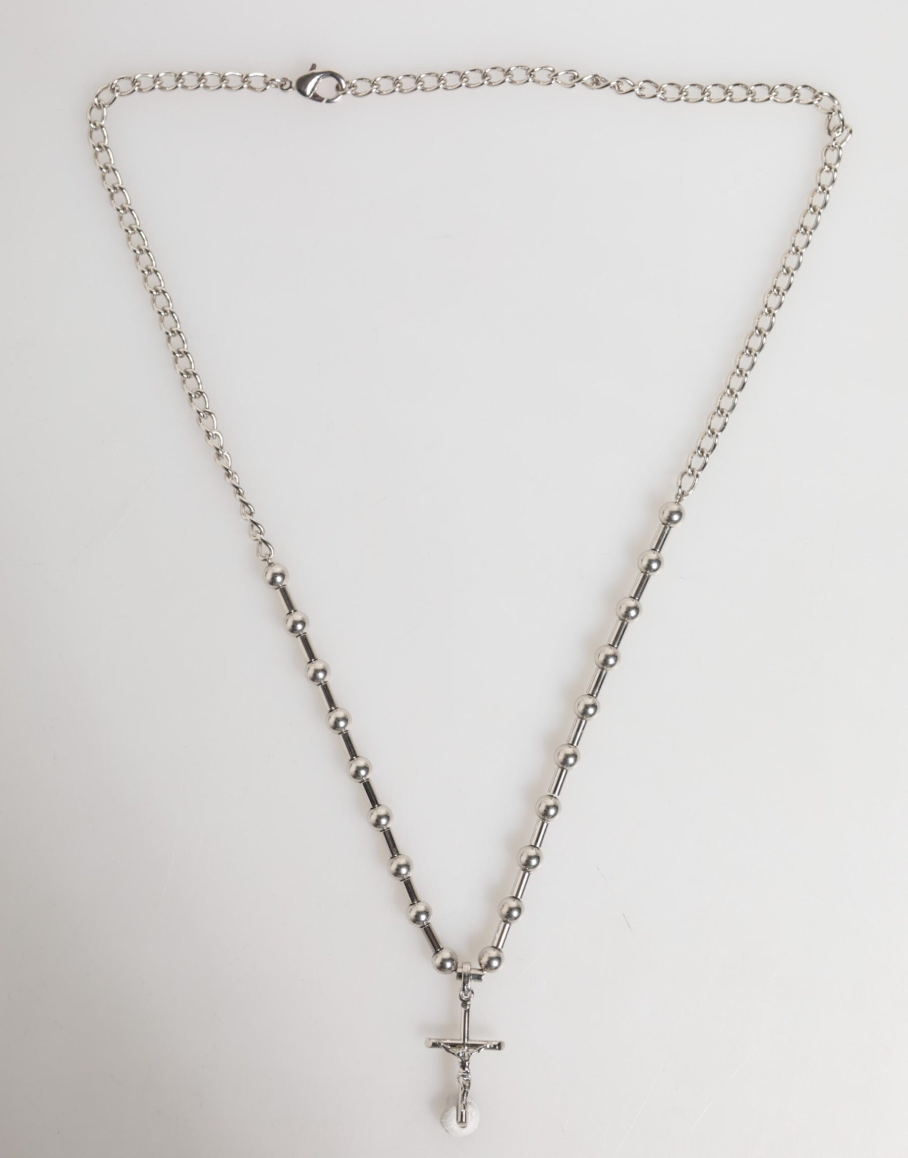 Dolce & Gabbana Silver Tone Brass Chain Religious Cross Pendant Necklace | Regal Royce