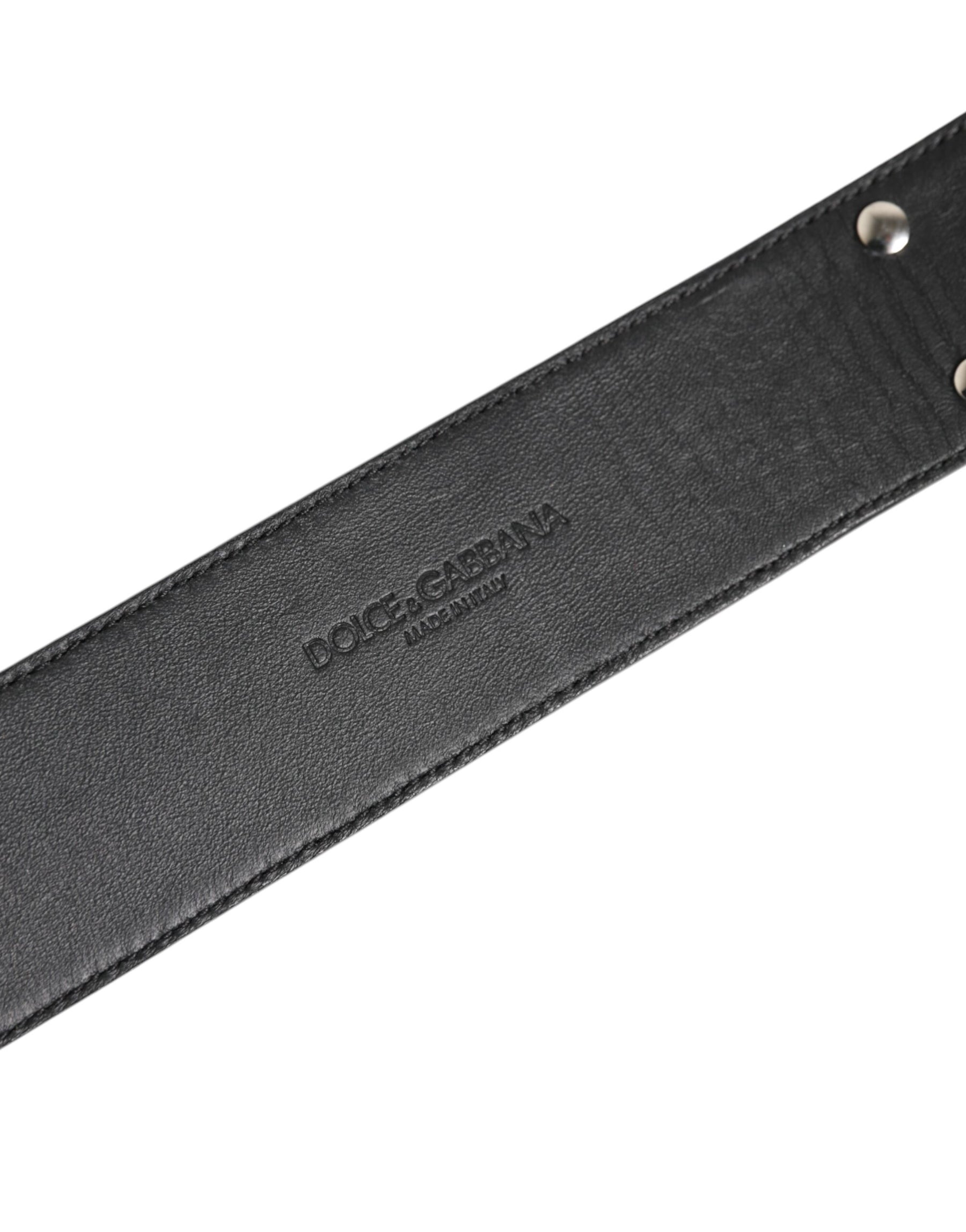 Dolce & Gabbana Silver Textured Leather Gold Tone Metal Neckband | Regal Royce