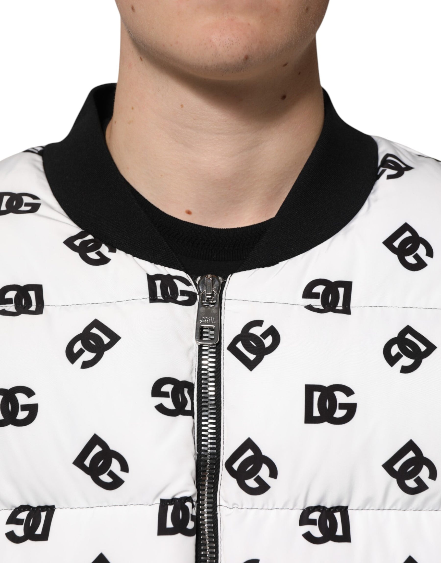 Dolce & Gabbana White DG Monogram Full Zip Quilted Jacket | Regal Royce