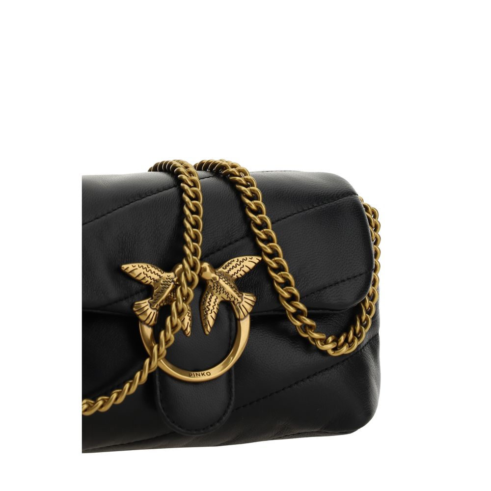 PINKO Black Calf Leather Bos Taurus Shoulder Bag | Regal Royce