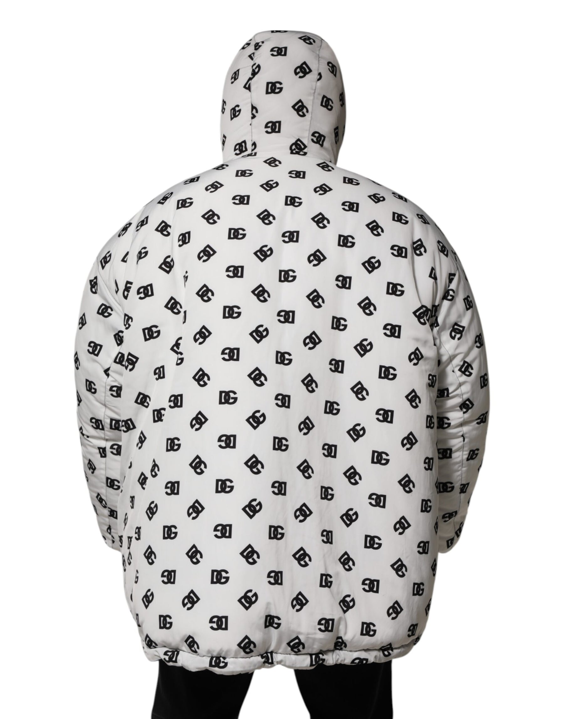 Dolce & Gabbana White DG Monogram Hooded Puffer Jacket | Regal Royce