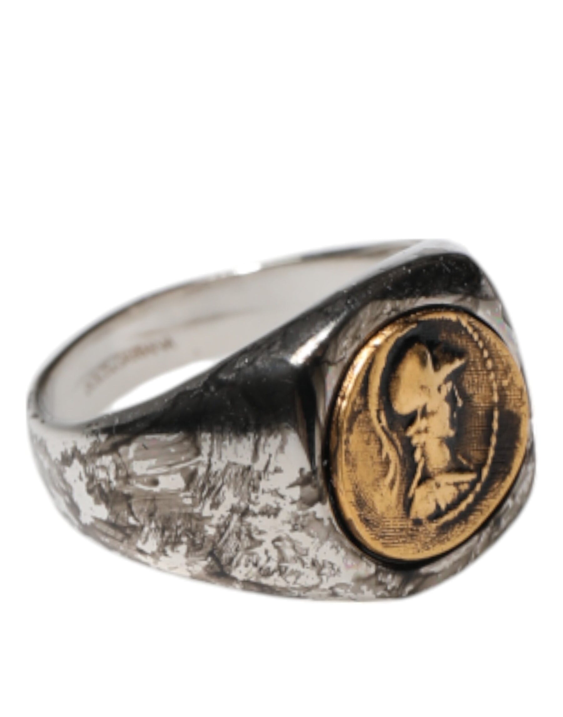 Dolce & Gabbana Silver Tone Engraved Two Color Real Brass Ring | Regal Royce
