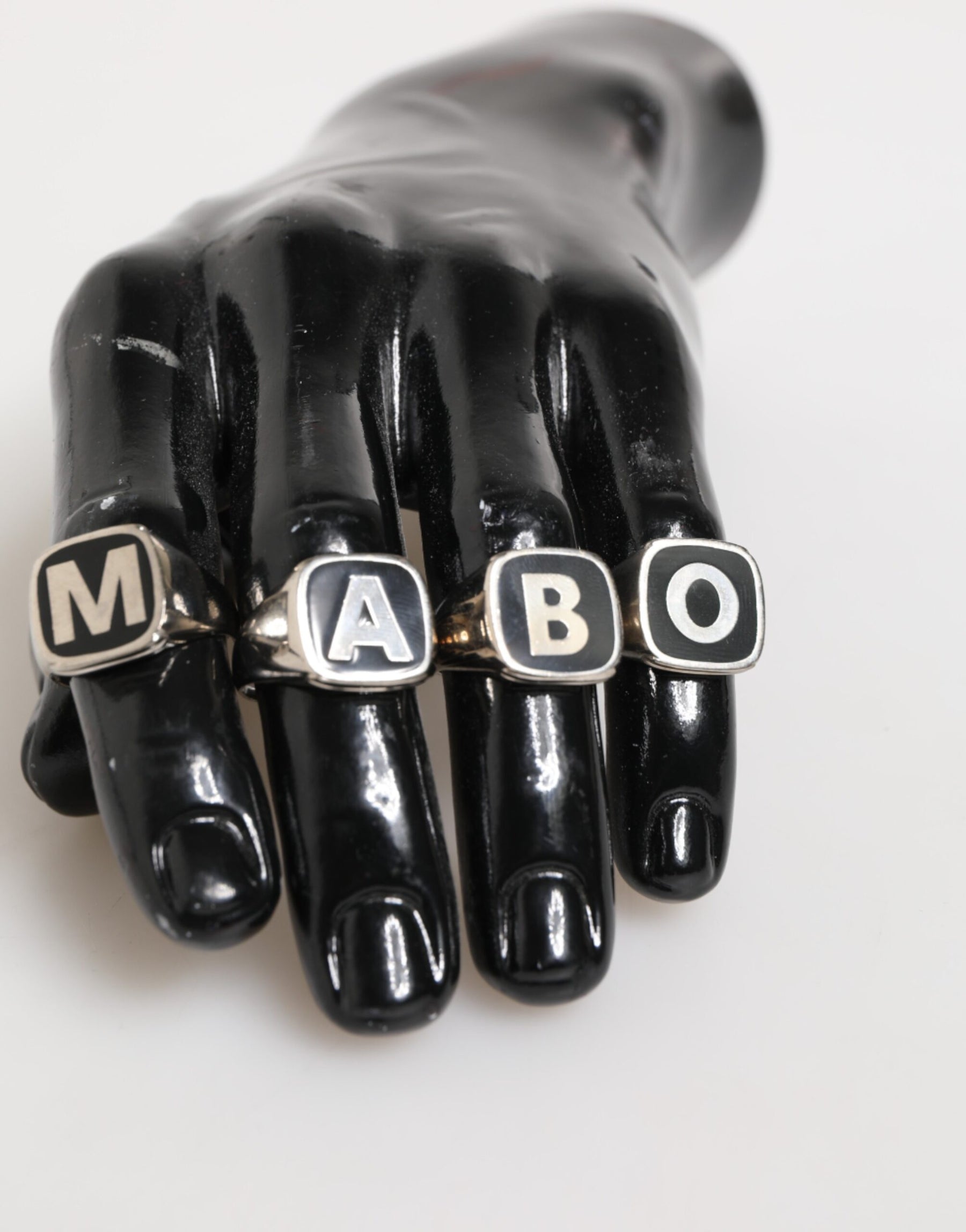 Dolce & Gabbana Silver Tone Brass Lettering Set 5 Pieces Adjustable Ring | Regal Royce