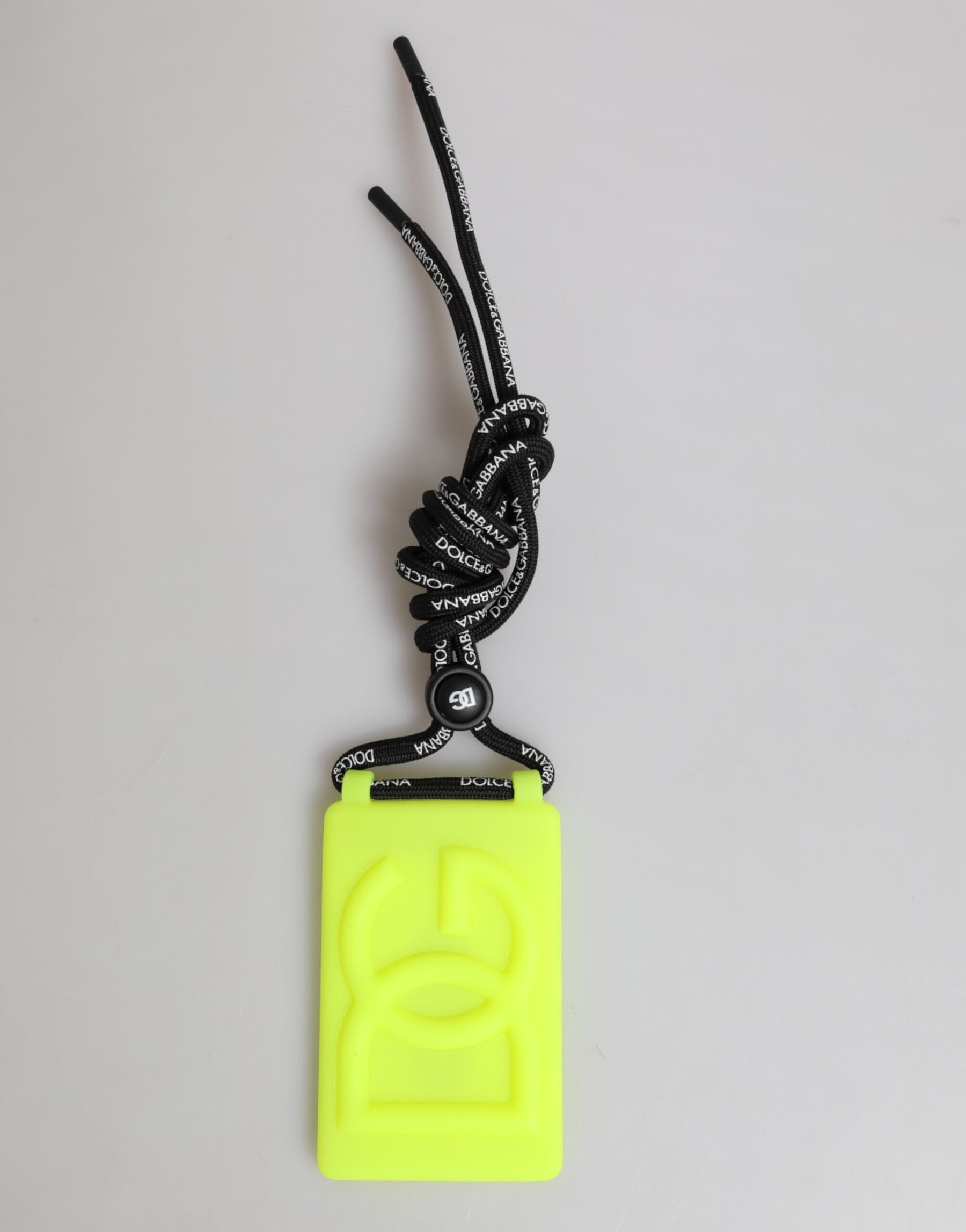 Dolce & Gabbana Yellow Green Rubber DG Embossed Adjustable Badge Holder | Regal Royce