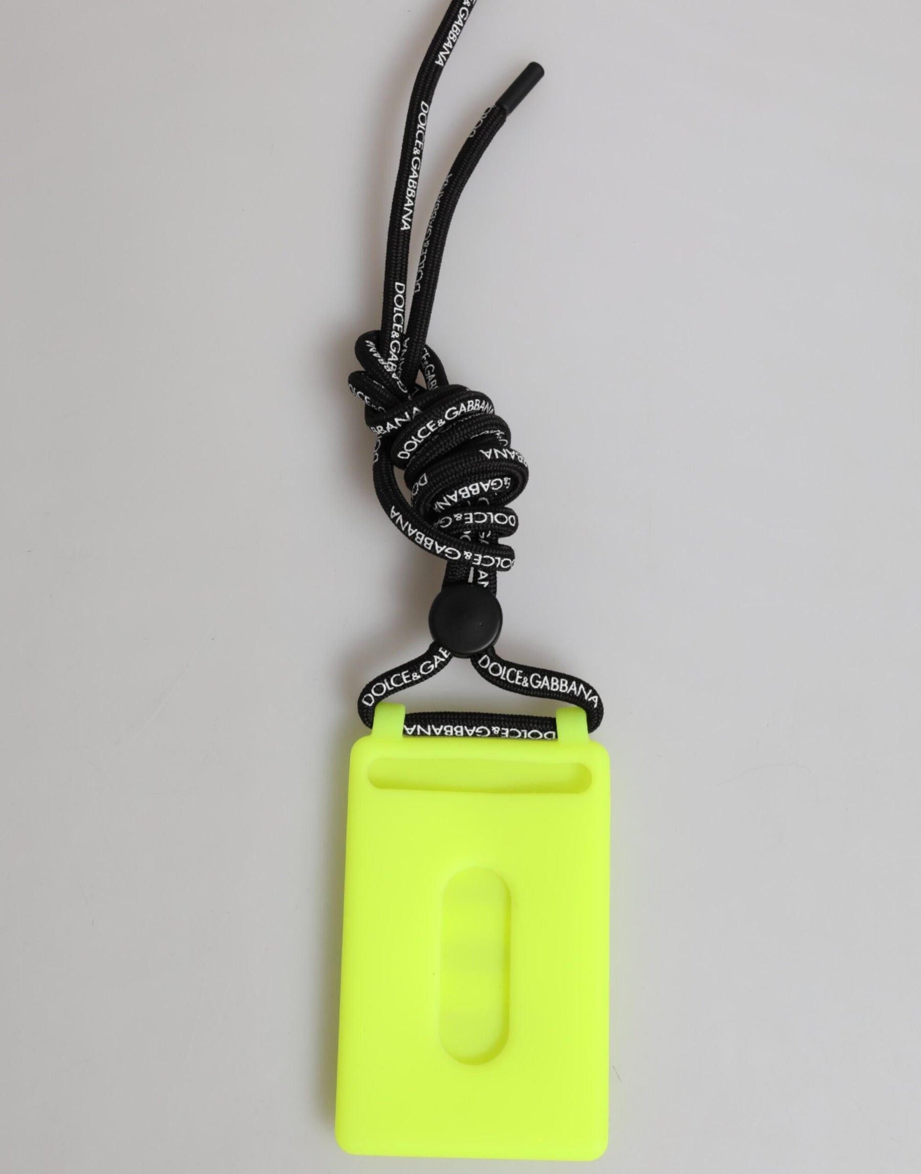 Dolce & Gabbana Yellow Green Rubber DG Embossed Adjustable Badge Holder | Regal Royce