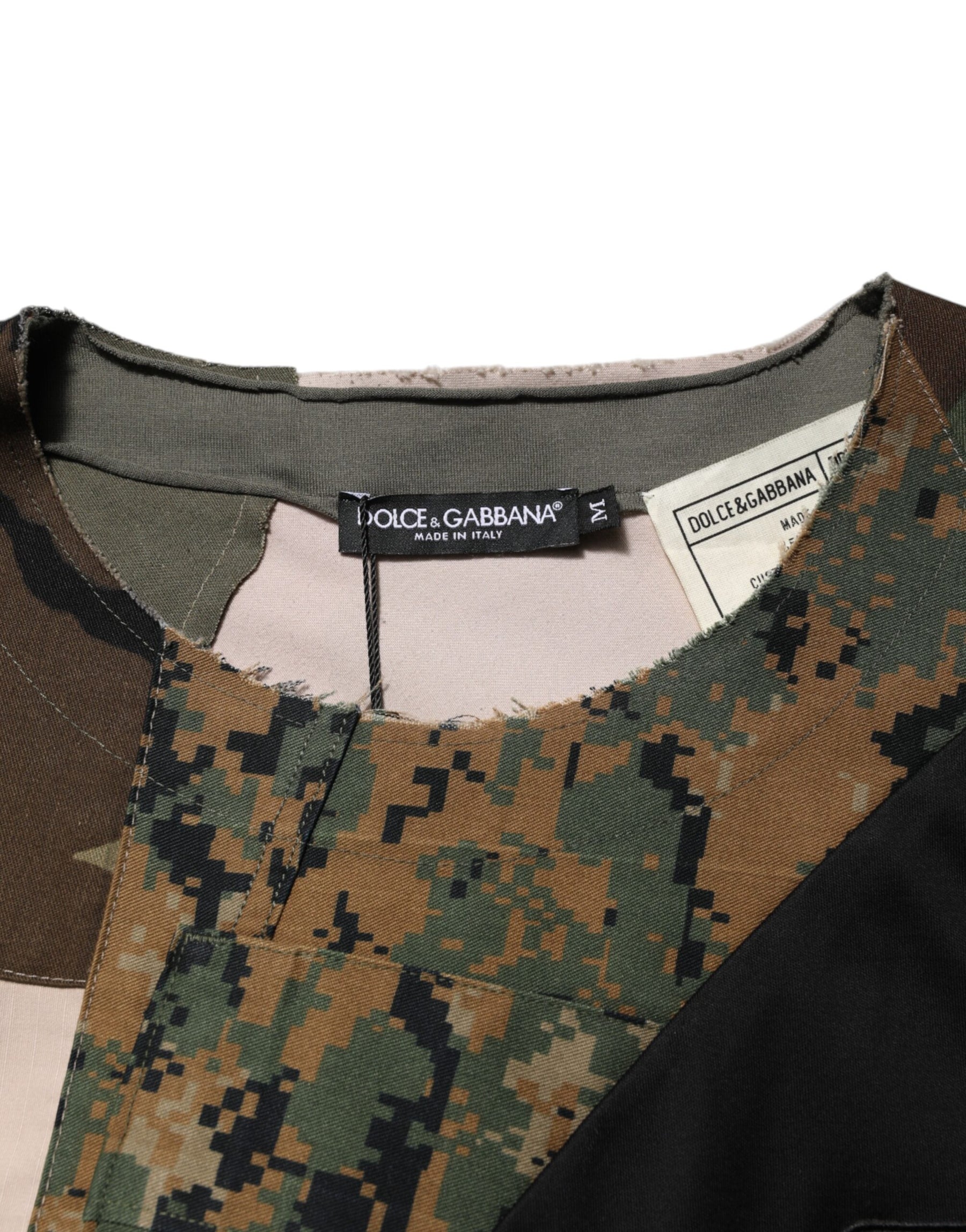 Dolce & Gabbana Multicolor Patchwork Cotton CrewNeck  T-shirt | Regal Royce