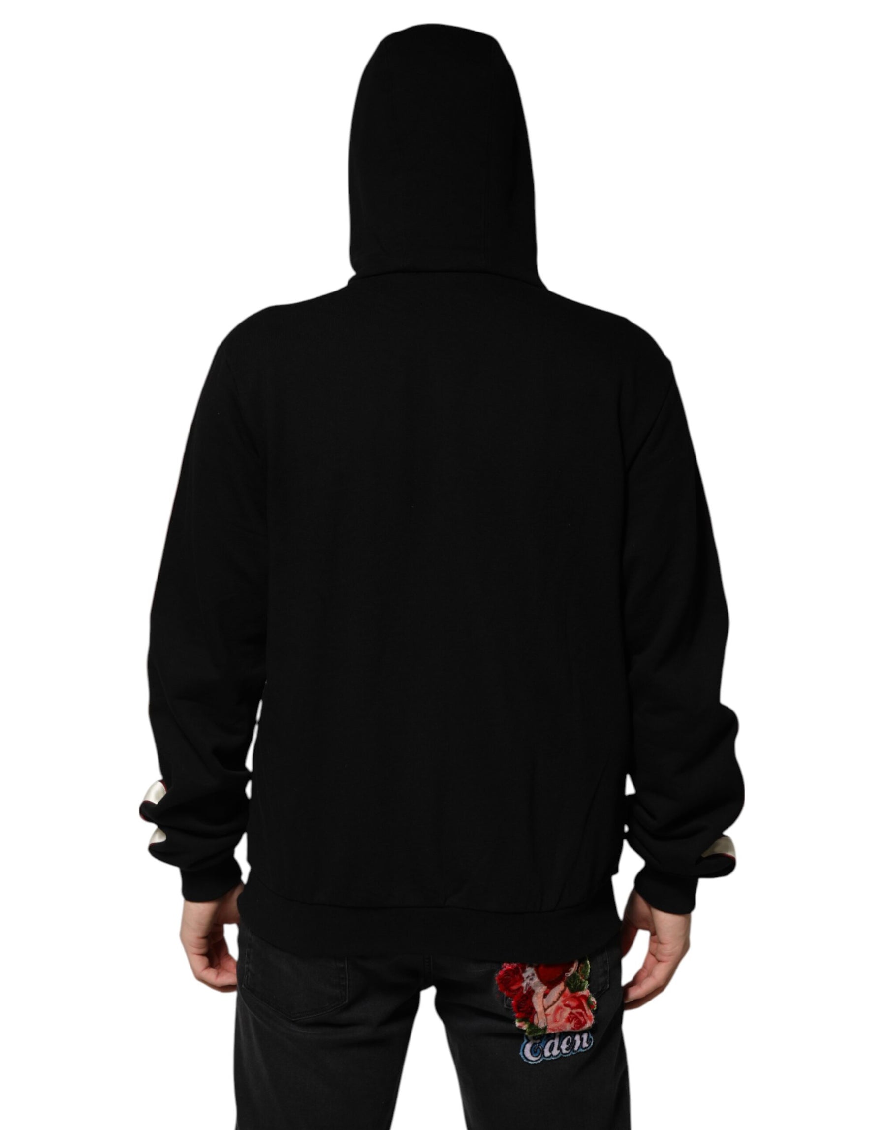 Dolce & Gabbana Black Cotton Plaque Track Cardigan Sweater | Regal Royce