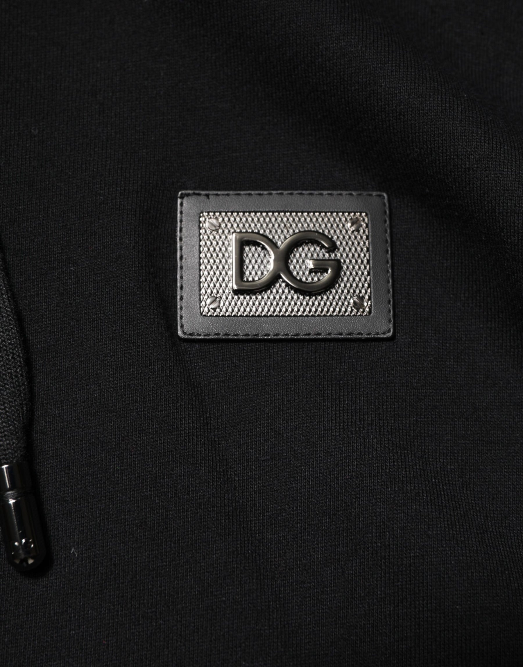 Dolce & Gabbana Black Cotton Plaque Track Cardigan Sweater | Regal Royce