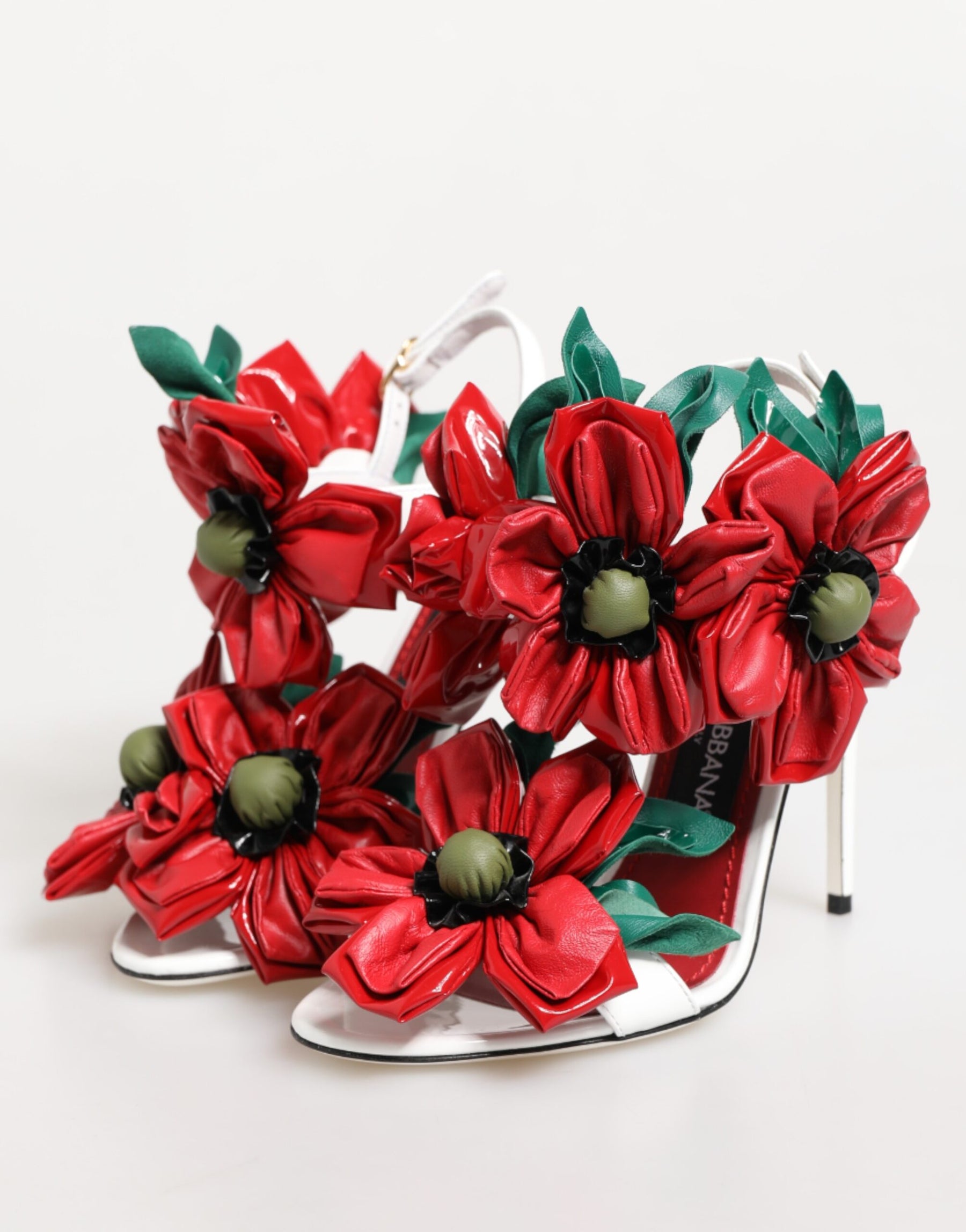 Dolce & Gabbana White Red Floral Detailing Sandals Shoes | Regal Royce