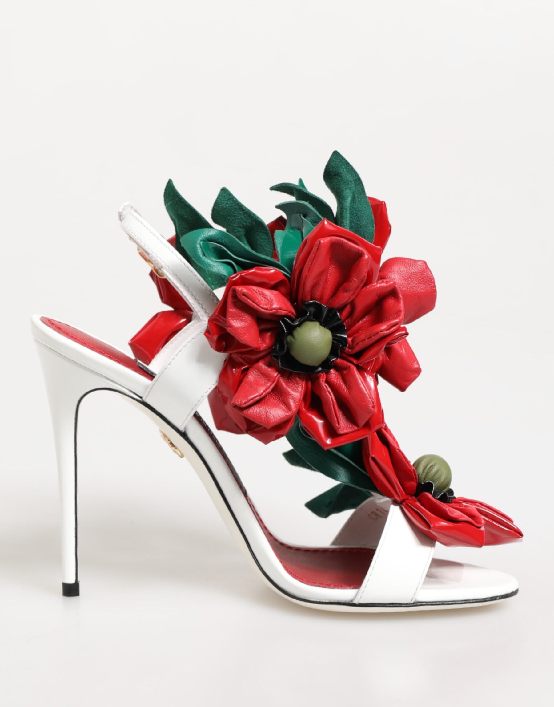 Dolce & Gabbana White Red Floral Detailing Sandals Shoes | Regal Royce
