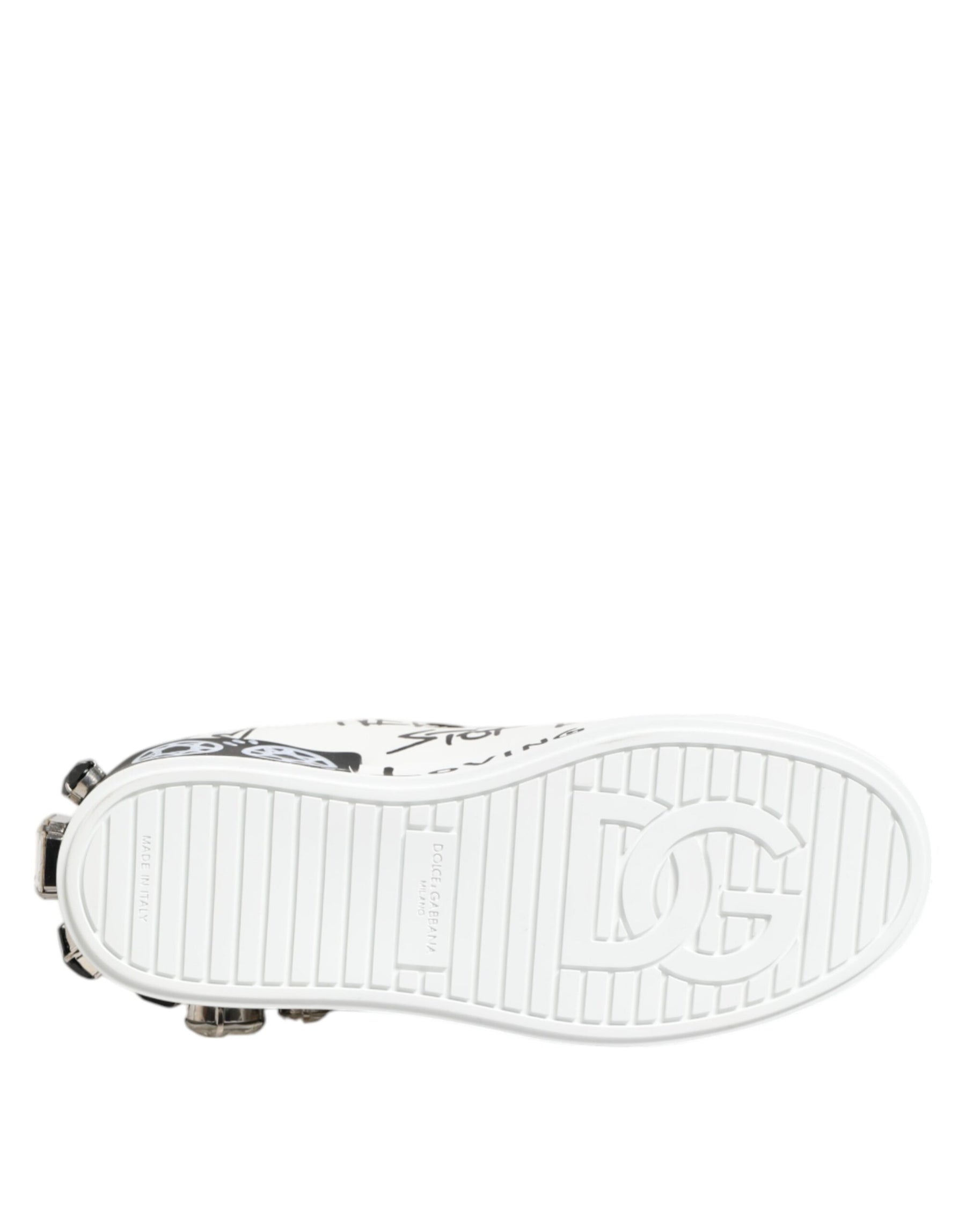 Dolce & Gabbana White Portofino Crystal Sneakers  Shoes | Regal Royce