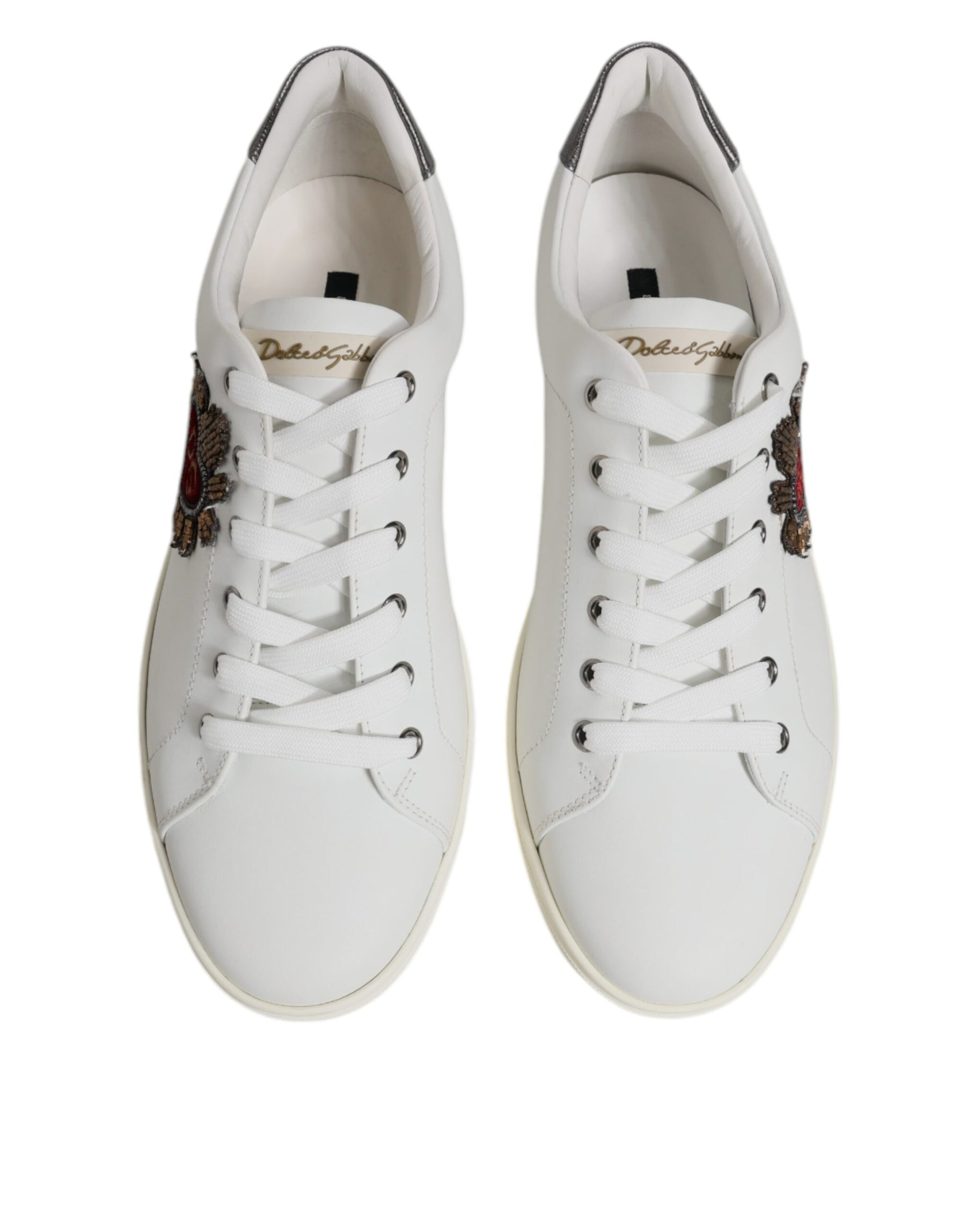Dolce & Gabbana White Sacred Heart Men Low Top Sneakers Shoes | Regal Royce
