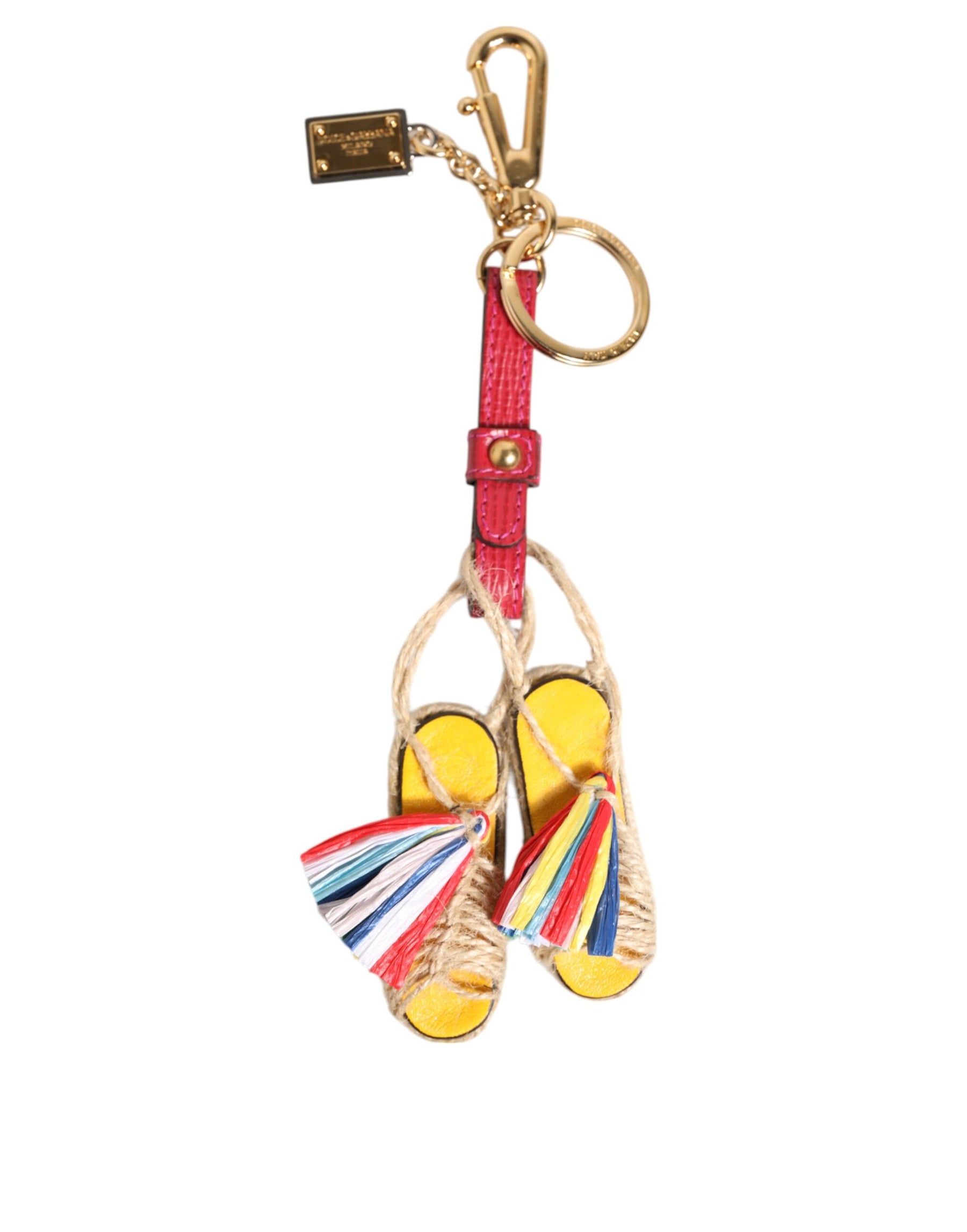 Dolce & Gabbana Red Yellow Mini Espadrille Style Charm Keychain Keyring | Regal Royce