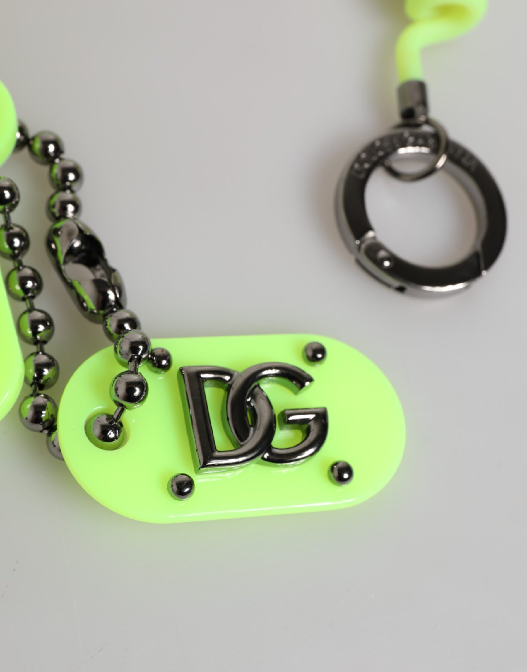 Dolce & Gabbana Green Springy Key Holder DG Logo Men's Keychain Keyring | Regal Royce