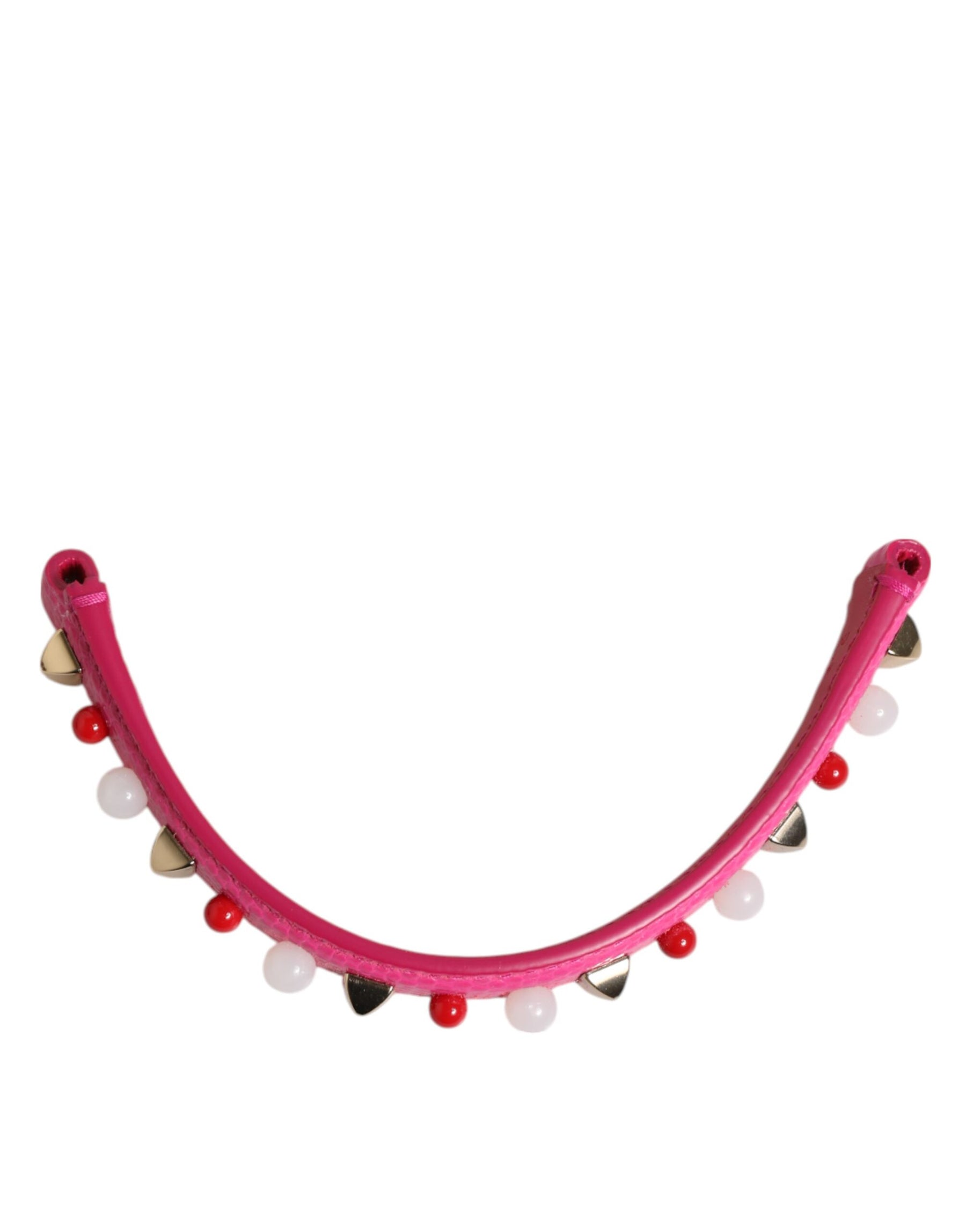 Dolce & Gabbana Pink Embellished Leather Bag Handle Women Shoulder Strap | Regal Royce