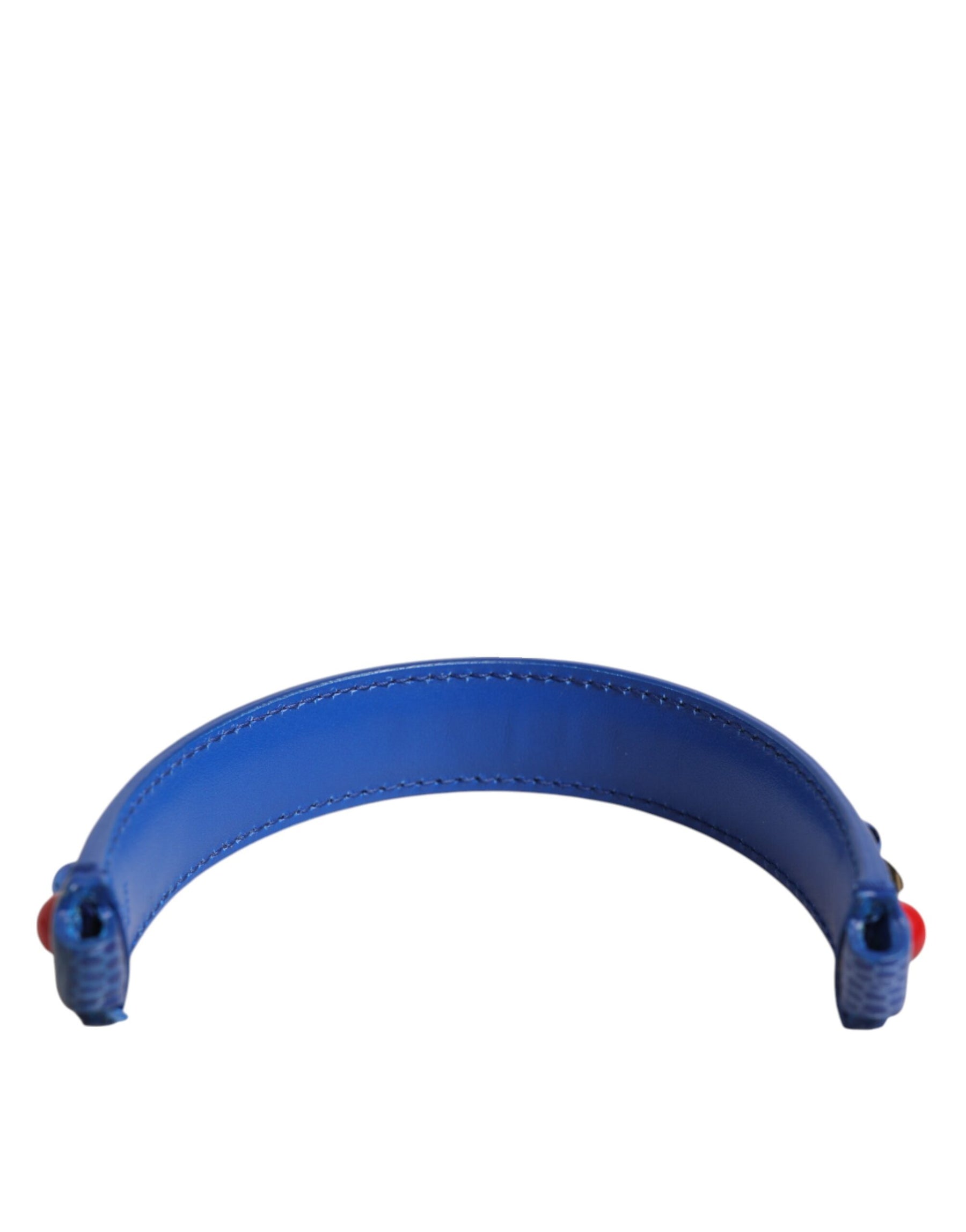 Dolce & Gabbana Blue Embellished Leather Bag Handle Women Shoulder Strap | Regal Royce