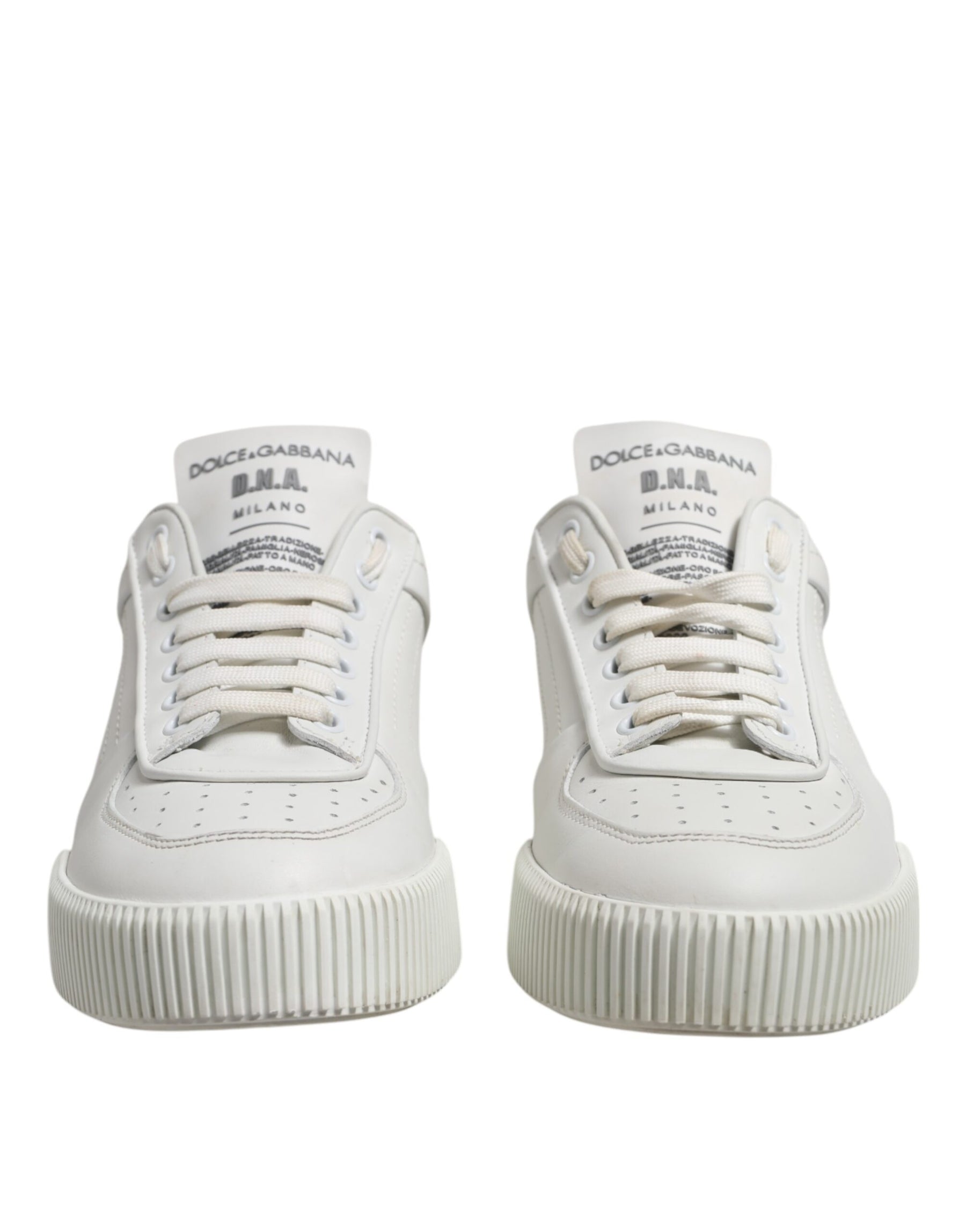 Dolce & Gabbana White Miami Leather Low Top Sneakers Shoes | Regal Royce