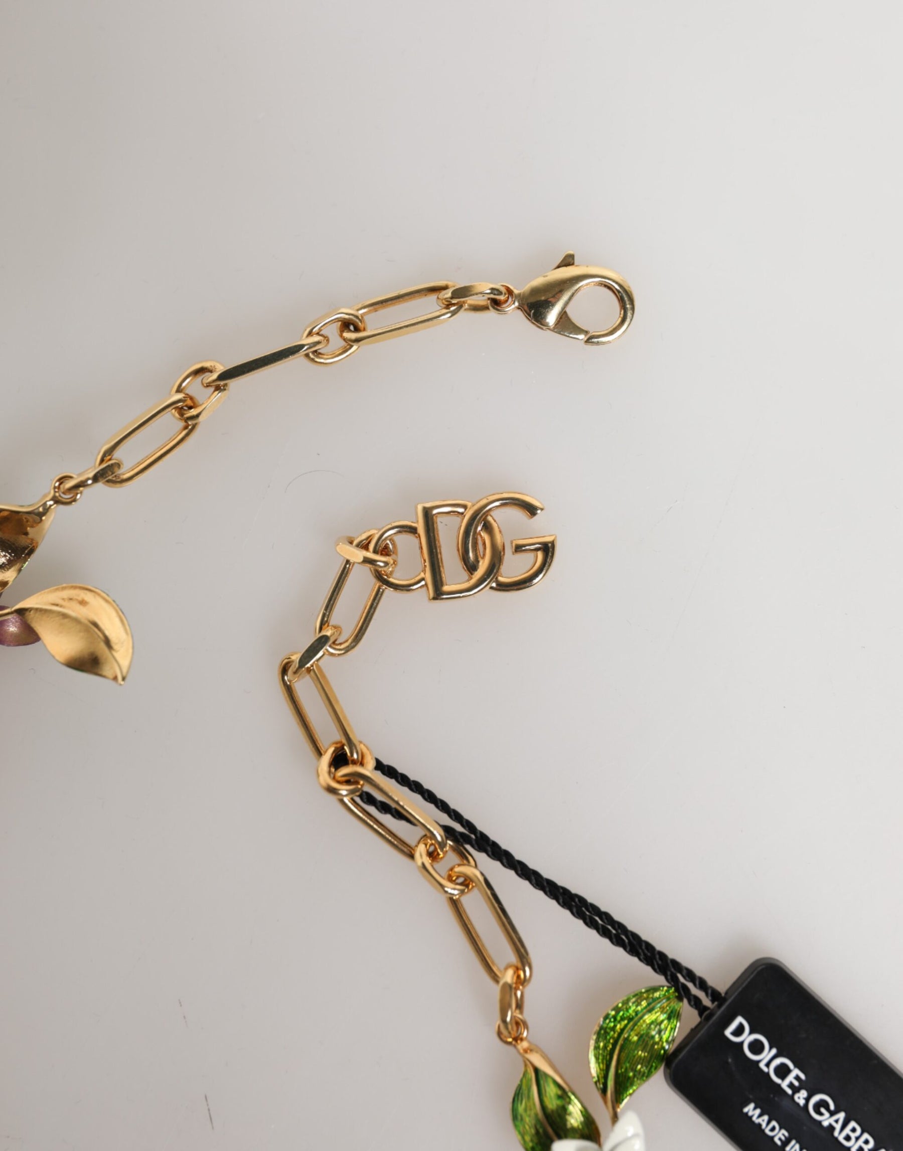 Dolce & Gabbana Gold Brass Logo Detail Floral Fashion Jewelry Necklace | Regal Royce