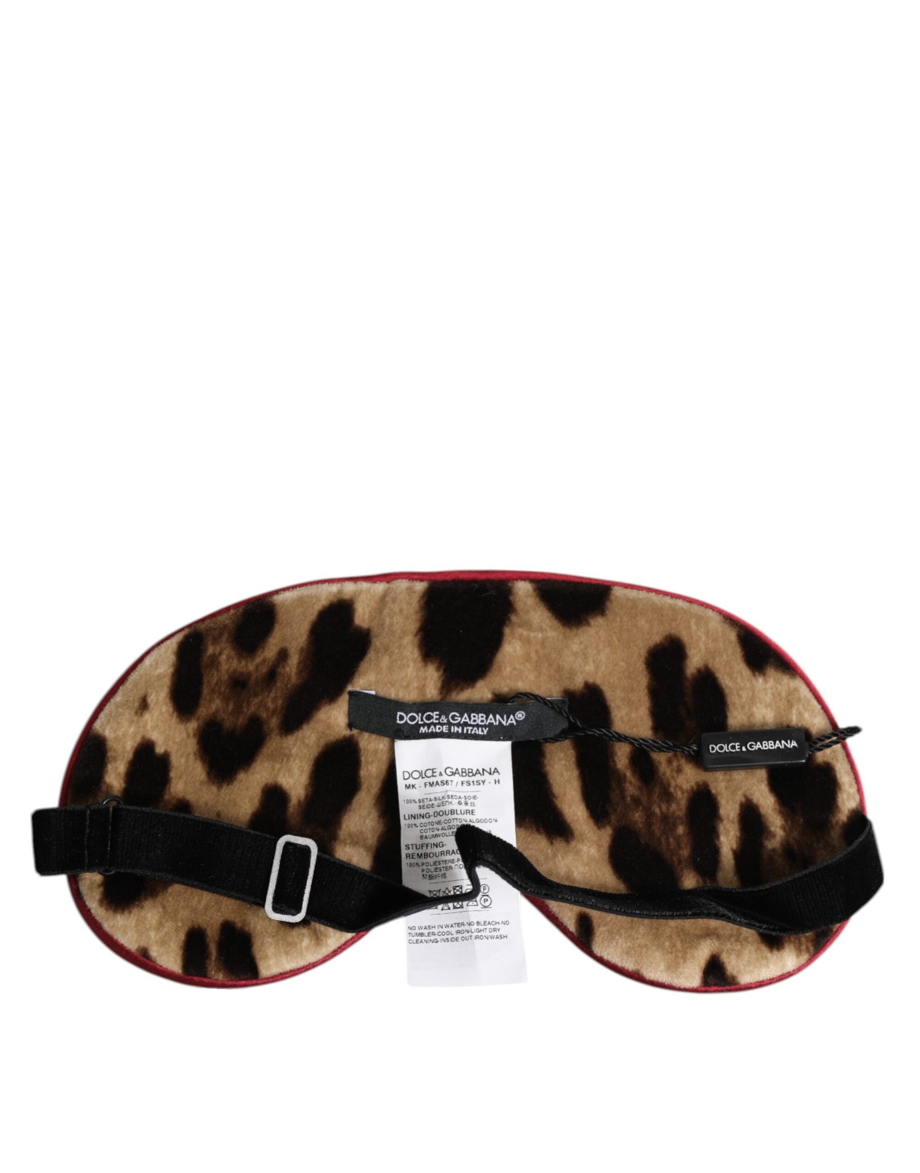 Dolce & Gabbana Brown Leopard Print Silk Women Accessory Sleep Eye Mask | Regal Royce