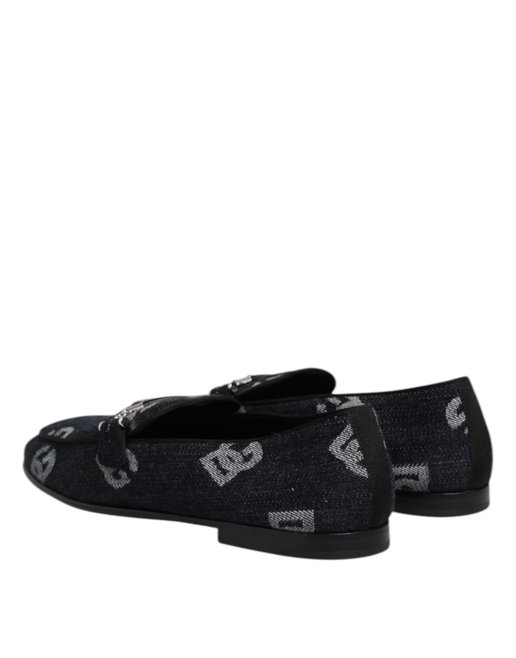 Dolce & Gabbana Blue Logo Cotton Loafers Formal Dress Shoes | Regal Royce