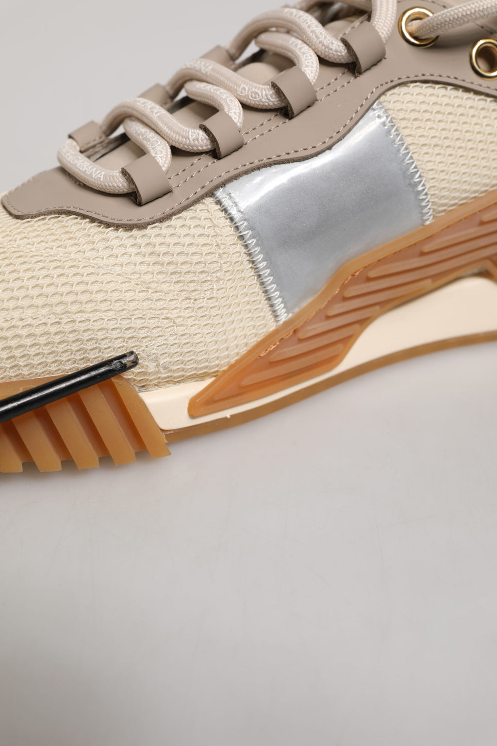 Dolce & Gabbana Beige Lace Up Low Top NS1 Men Sneakers Shoes