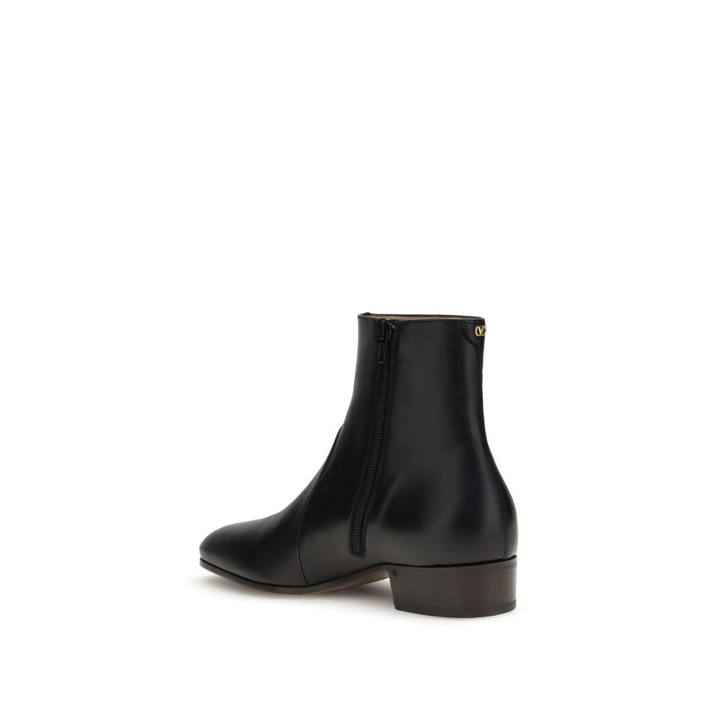 Valentino Garavani Black Goatskin Ankle Boots | Regal Royce