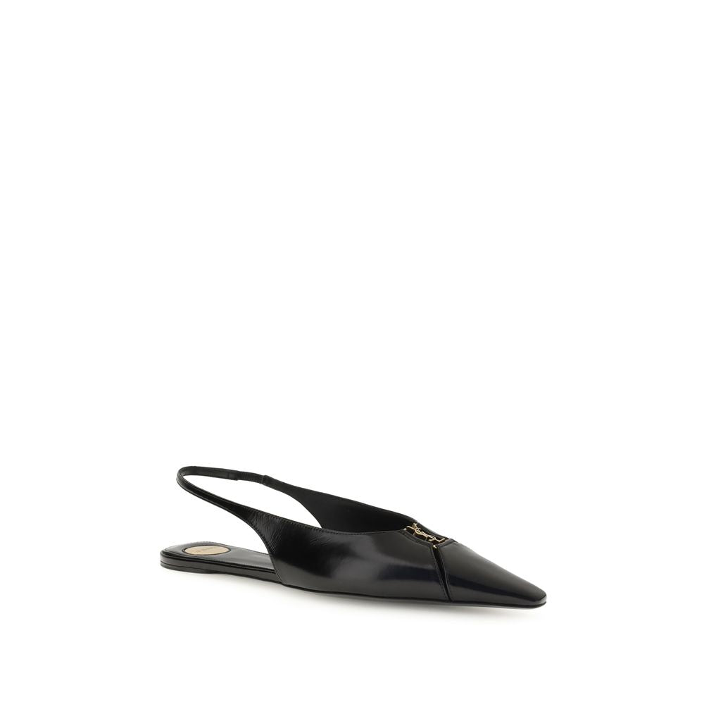 Saint Laurent Black Calf Leather Bos Taurus Ballet Flats | Regal Royce