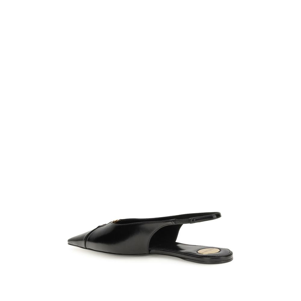 Saint Laurent Black Calf Leather Bos Taurus Ballet Flats | Regal Royce