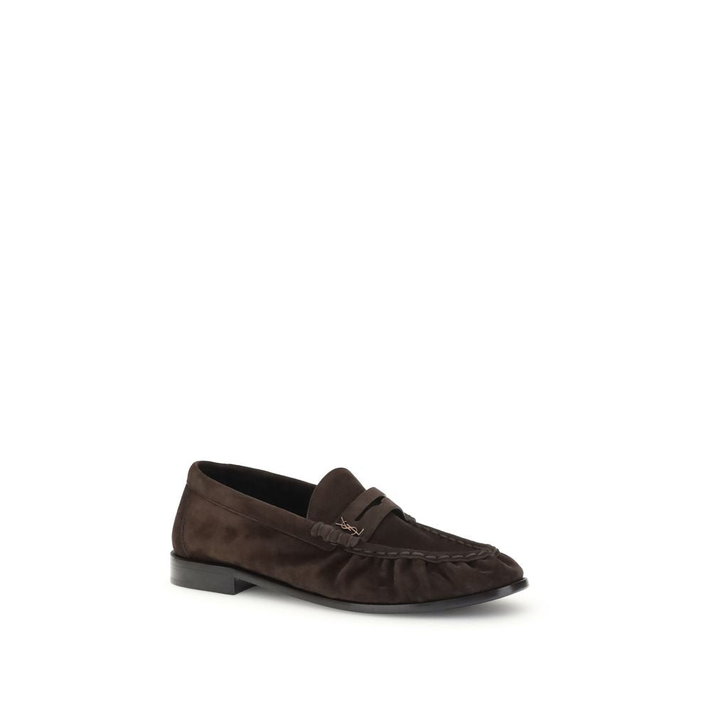 Saint Laurent Brown Calf Leather Bos Taurus Slip-On Loafers | Regal Royce