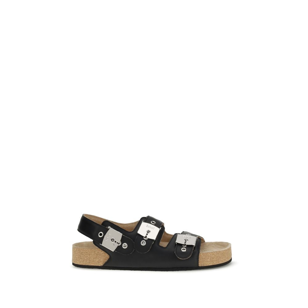 Balenciaga Black Calf Leather Bos Taurus Flat Sandals | Regal Royce