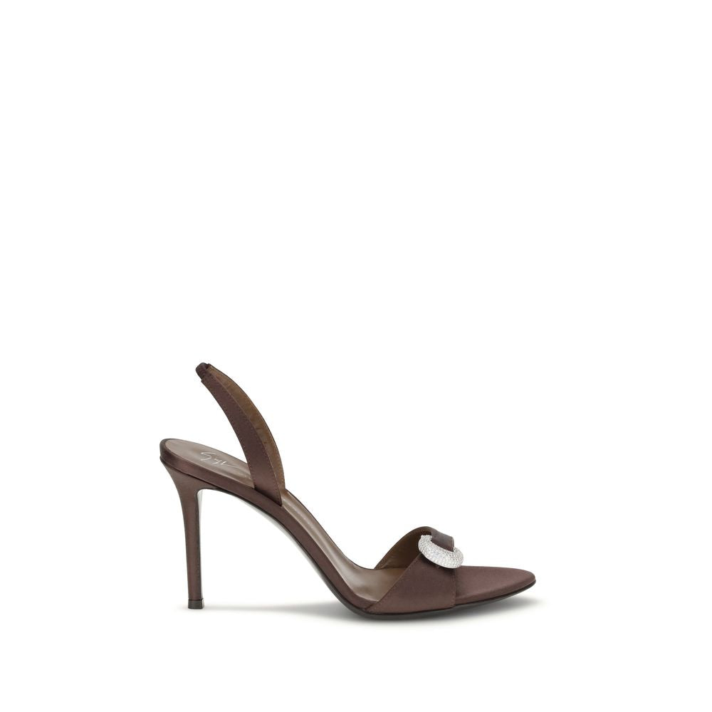 Giuseppe Zanotti Brown Silk Stiletto Heel Sandals | Regal Royce