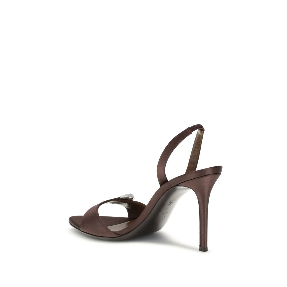 Giuseppe Zanotti Brown Silk Stiletto Heel Sandals | Regal Royce