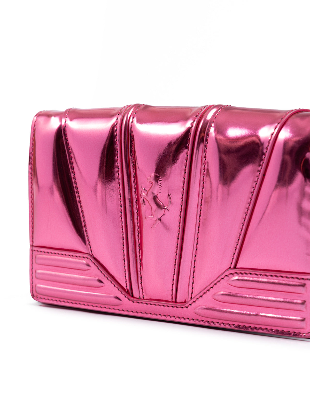 Ferrari Metal Pink GT patent leather bag with chain | Regal Royce