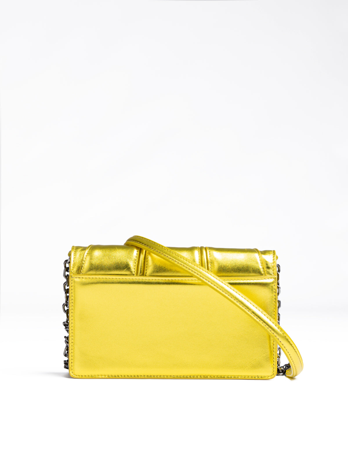 Ferrari Metal Yellow GT patent leather bag with chain | Regal Royce
