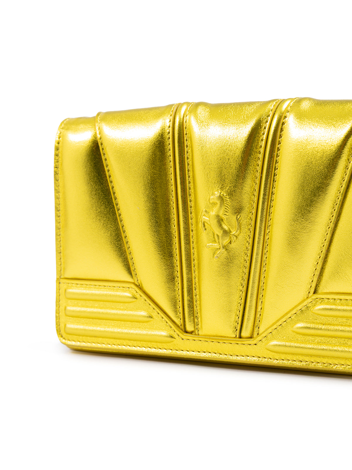 Ferrari Metal Yellow GT patent leather bag with chain | Regal Royce