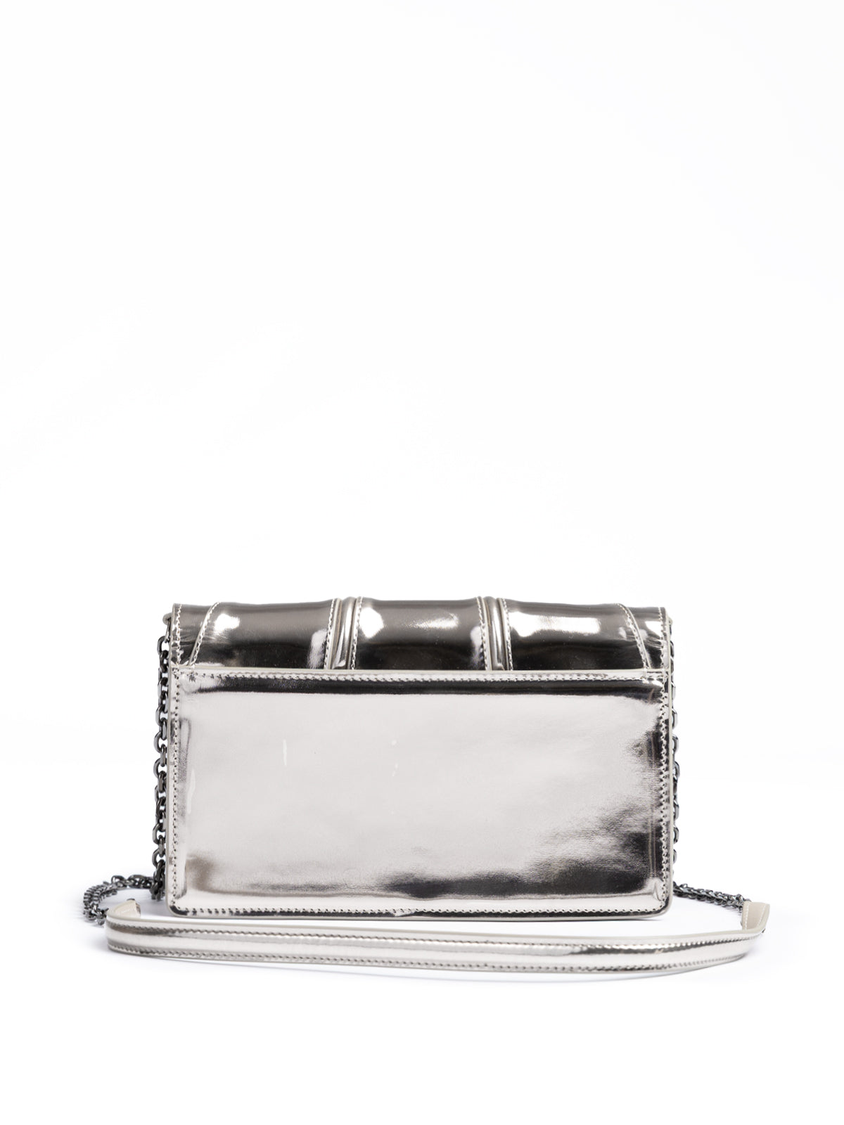 Ferrari Metal Silver GT patent leather bag with chain | Regal Royce