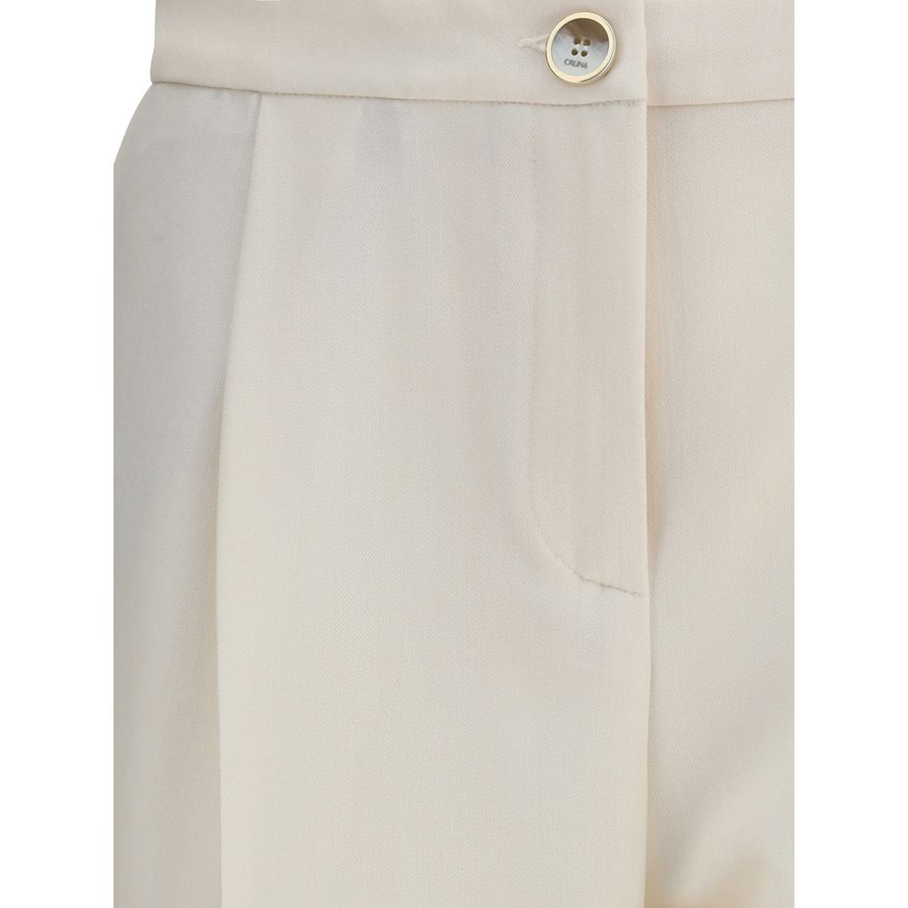 Cruna Cream Polyester Casual Pants | Regal Royce