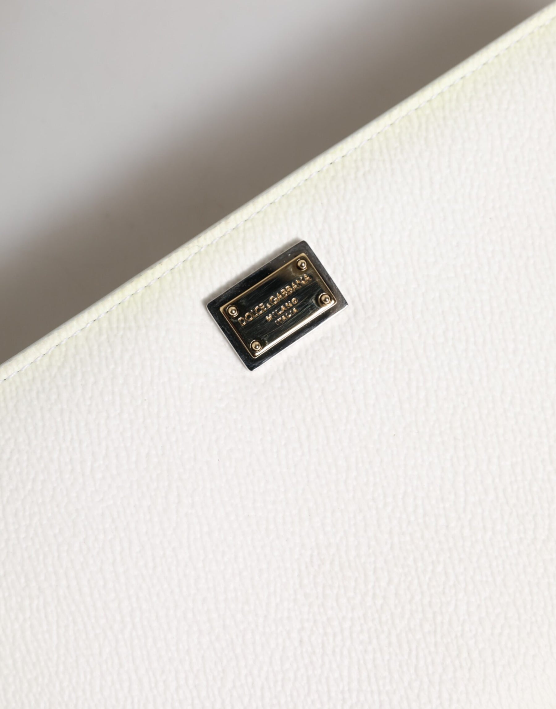 Dolce & Gabbana White Leather Logo Plaque Zip Around Continental Wallet | Regal Royce