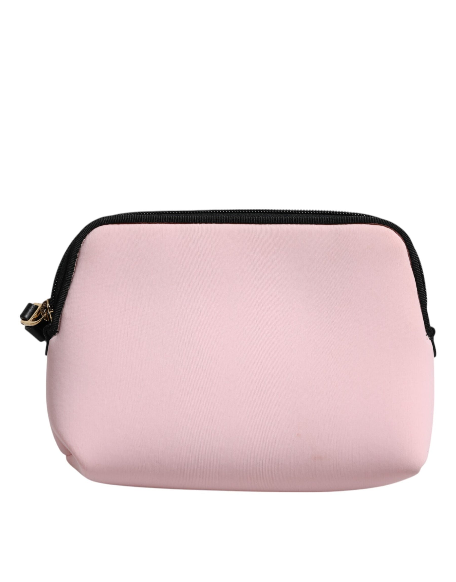 Dolce & Gabbana Pink Solid Nylon DG Logo Print Clutch Zip Borse Pouch Bag | Regal Royce