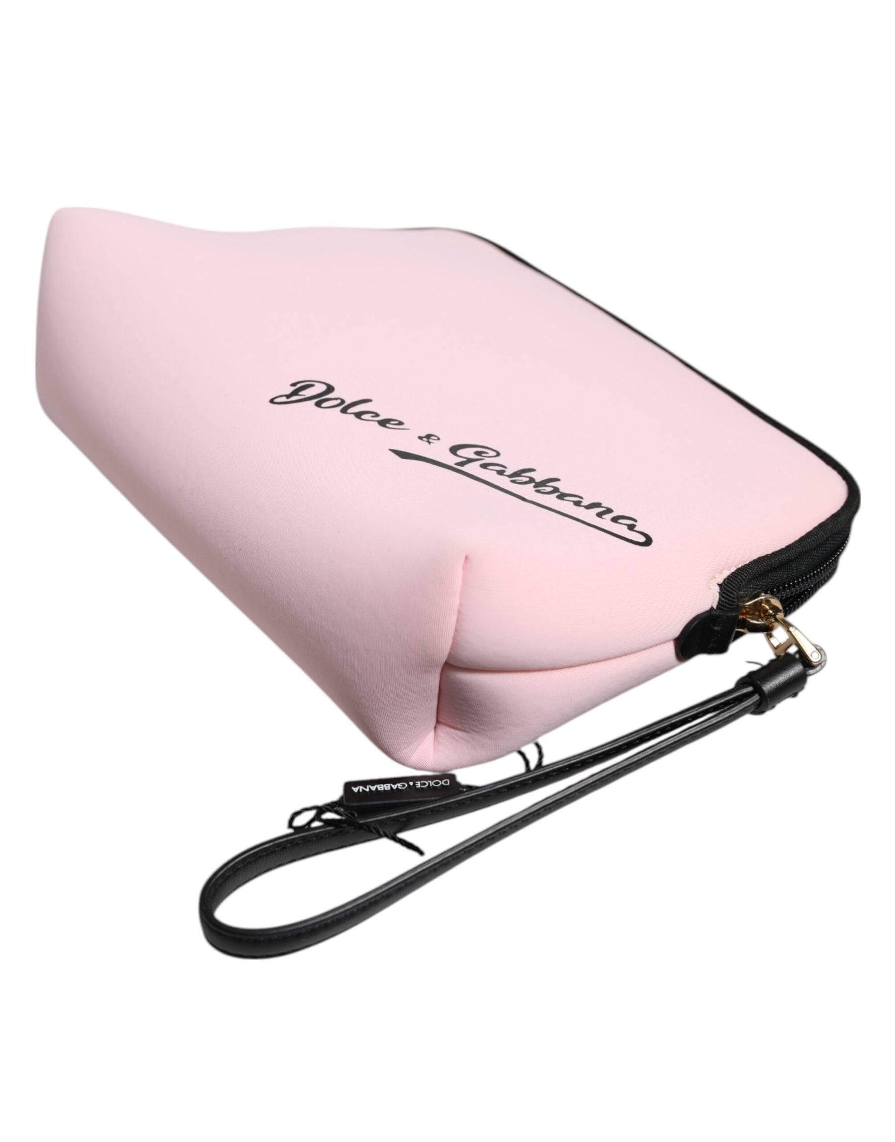 Dolce & Gabbana Pink Solid Nylon DG Logo Print Clutch Zip Borse Pouch Bag | Regal Royce