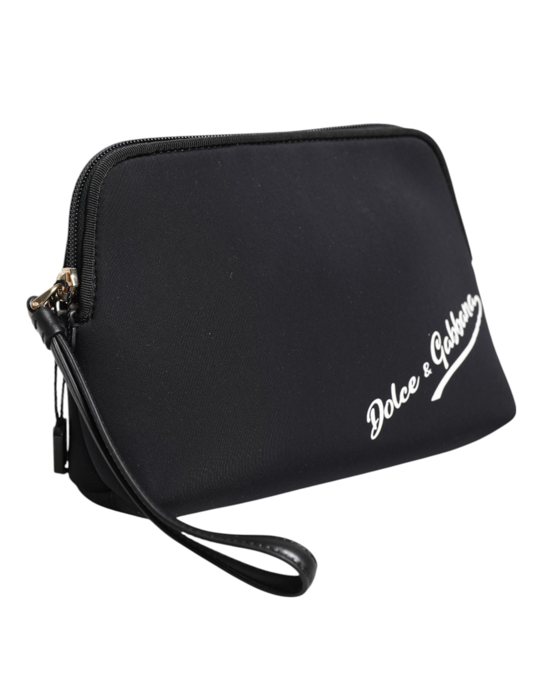 Dolce & Gabbana Black Solid Nylon DG LogoPrint Clutch Zip Borse Pouch Bag | Regal Royce
