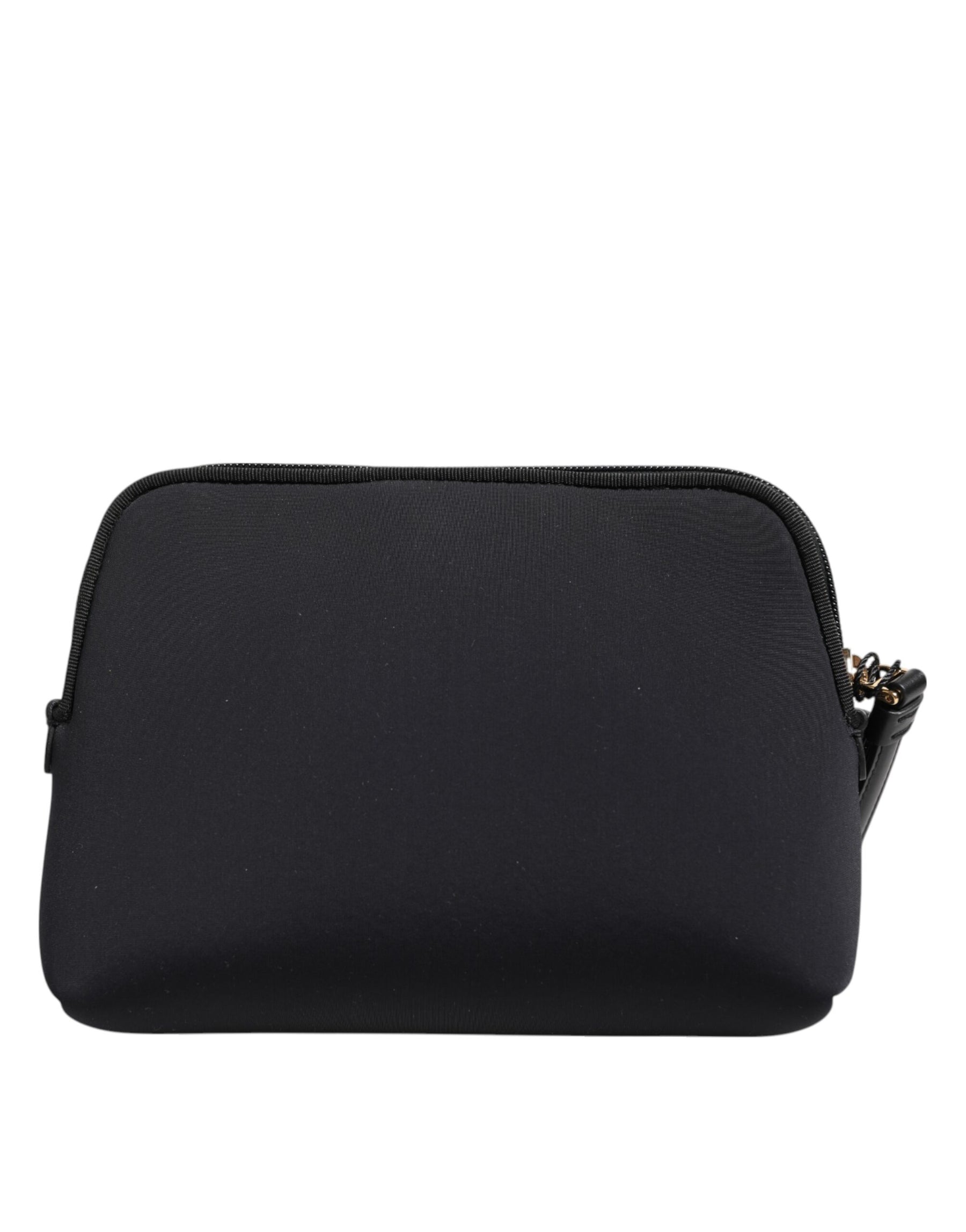 Dolce & Gabbana Black Solid Nylon DG LogoPrint Clutch Zip Borse Pouch Bag | Regal Royce