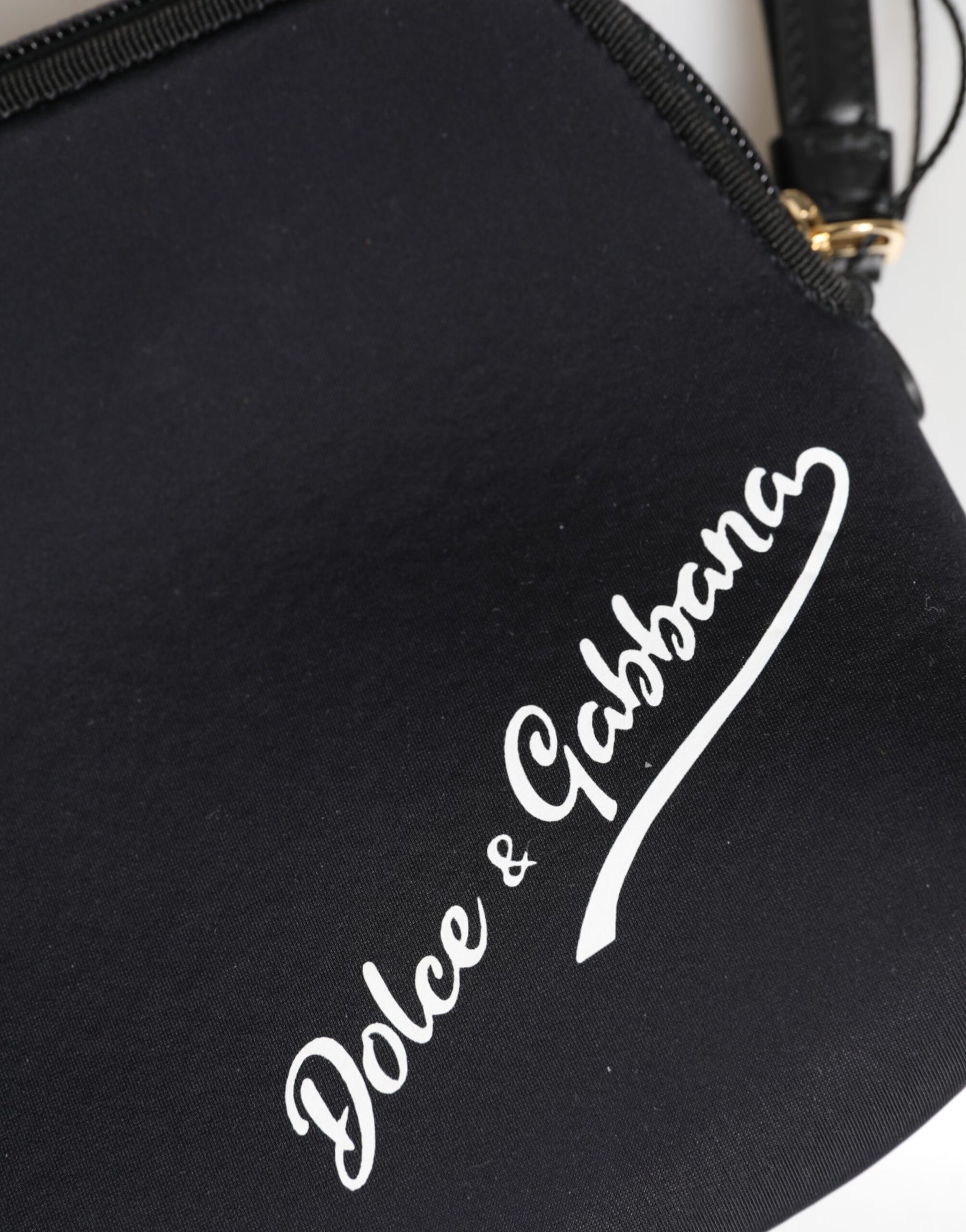 Dolce & Gabbana Black Solid Nylon DG LogoPrint Clutch Zip Borse Pouch Bag | Regal Royce
