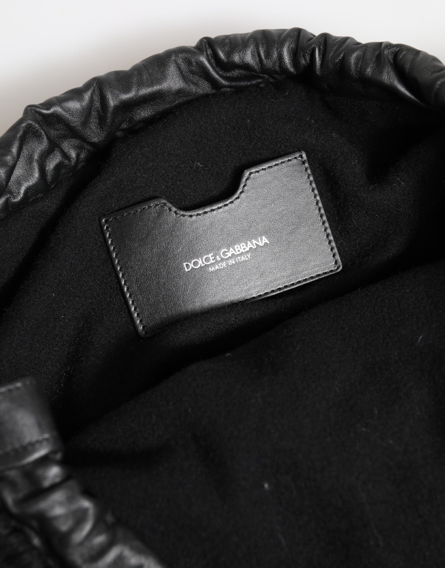 Dolce & Gabbana Black Cashmere Knitted Leather Shoulder Women Borse Bag | Regal Royce