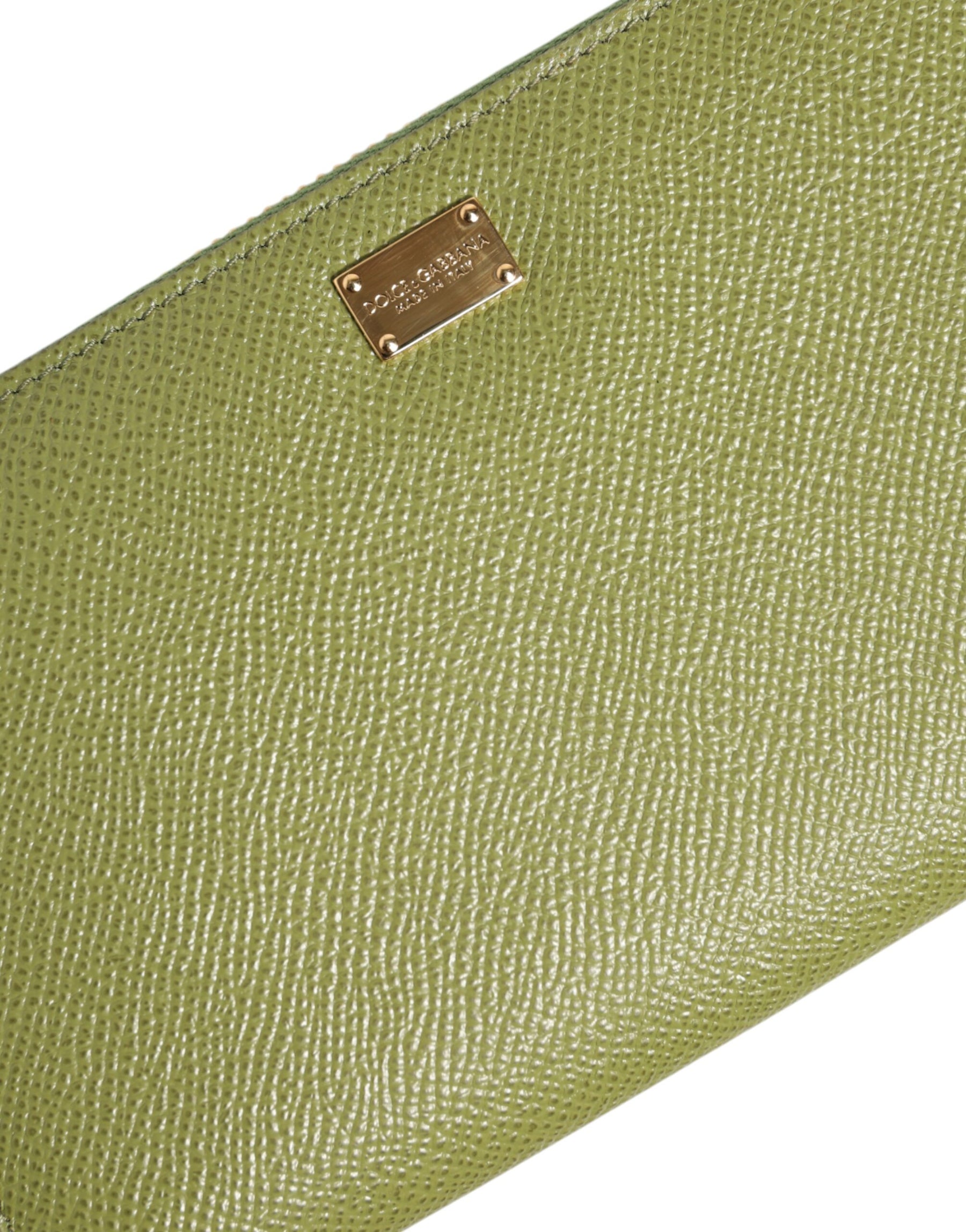 Dolce & Gabbana Green Leather Logo Plaque Zip Around Continenta Wallet | Regal Royce