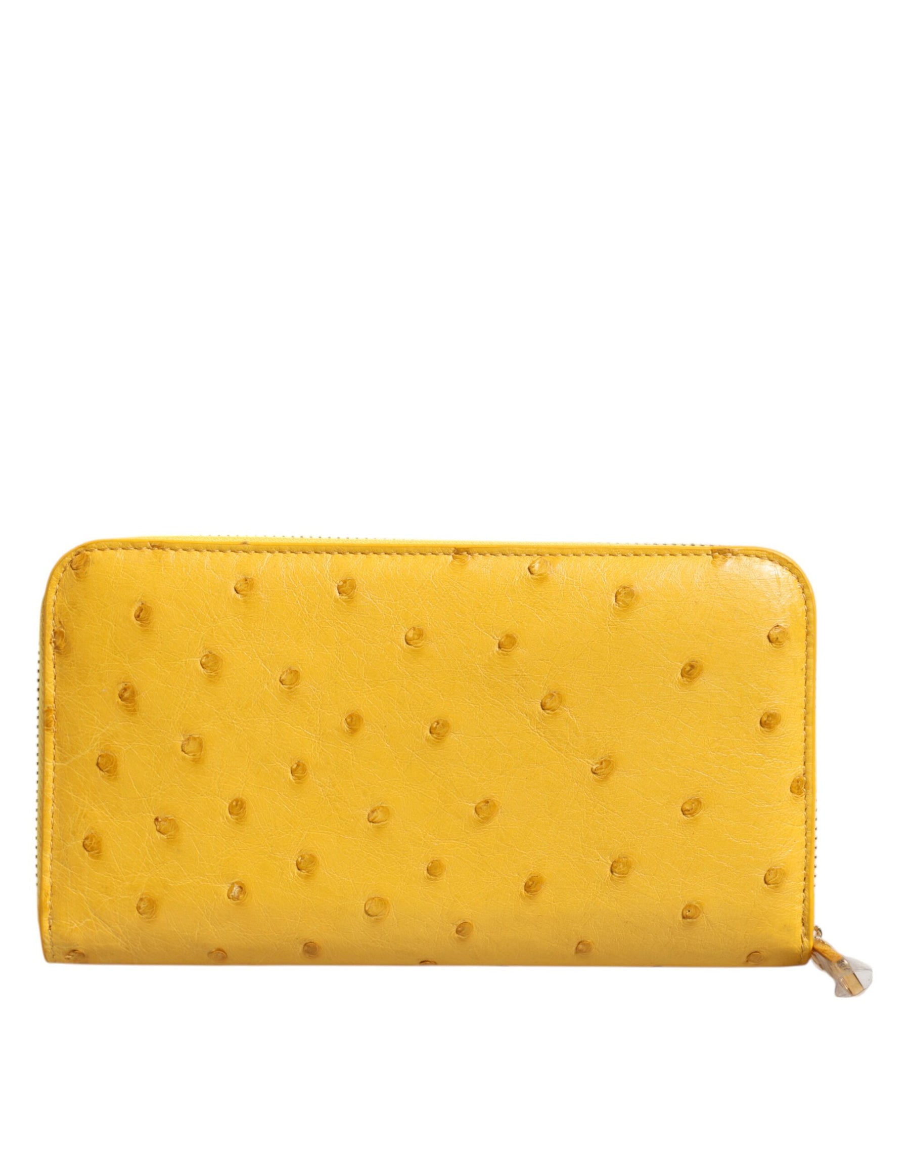 Dolce & Gabbana Yellow Leather Logo Plaque Zip Around Continental Wallet | Regal Royce